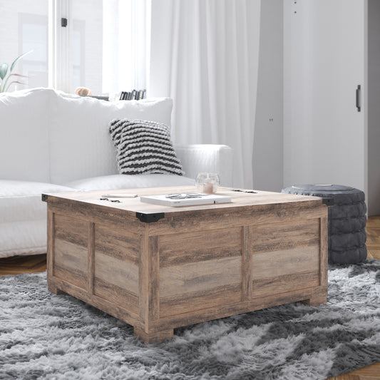 Wyatt 35.75" Farmhouse Storage Coffee Table with Hinged Lift Top, Large Coffee Table with Hidden Storage, Gray Wash Gray Wash ZG-ZP-030-GRY-GG
