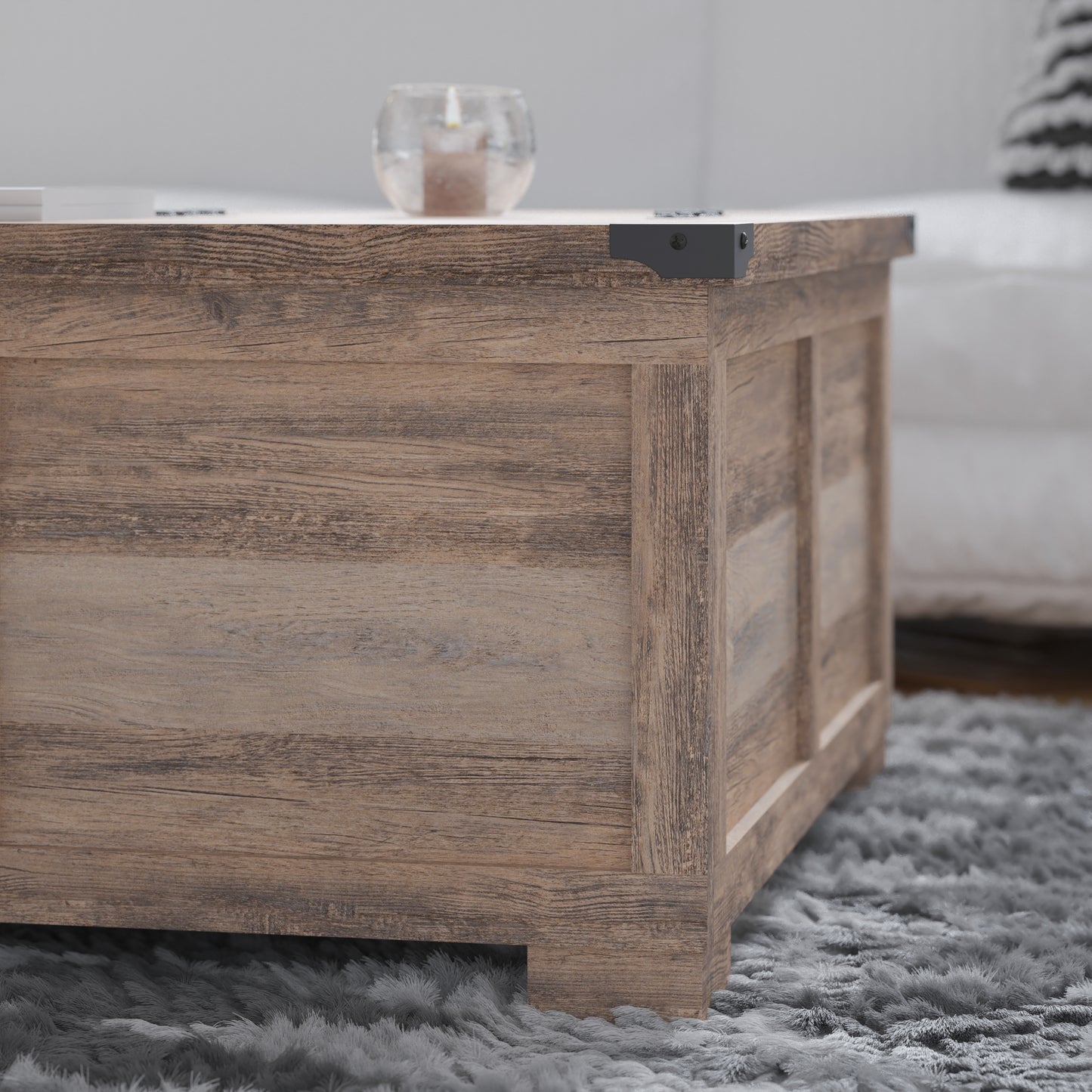 Wyatt 35.75" Farmhouse Storage Coffee Table with Hinged Lift Top, Large Coffee Table with Hidden Storage, Gray Wash Gray Wash