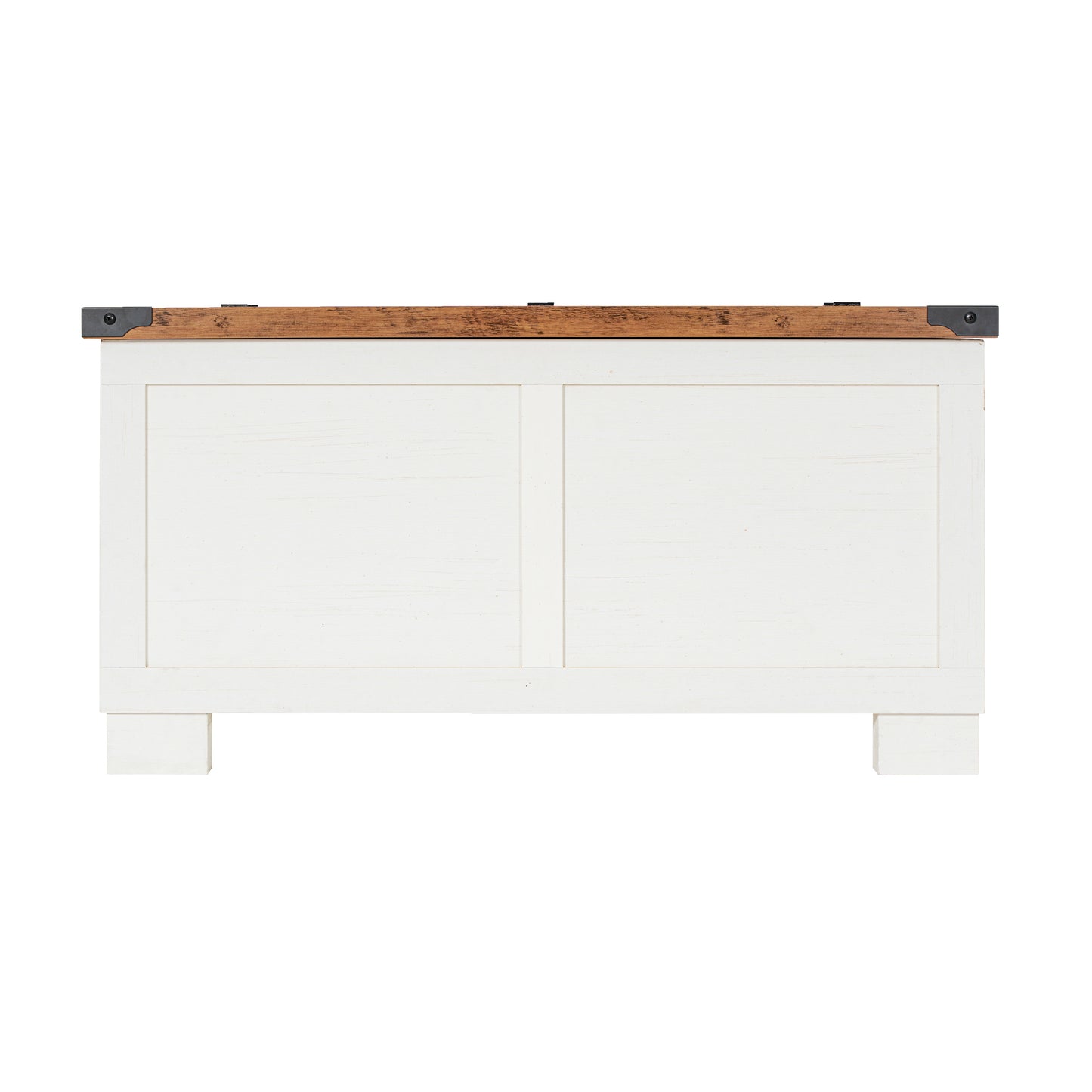Wyatt 35.75" Farmhouse Storage Coffee Table with Hinged Lift Top, Large Coffee Table with Hidden Storage, Two Tone Finish, White/Rustic Oak White