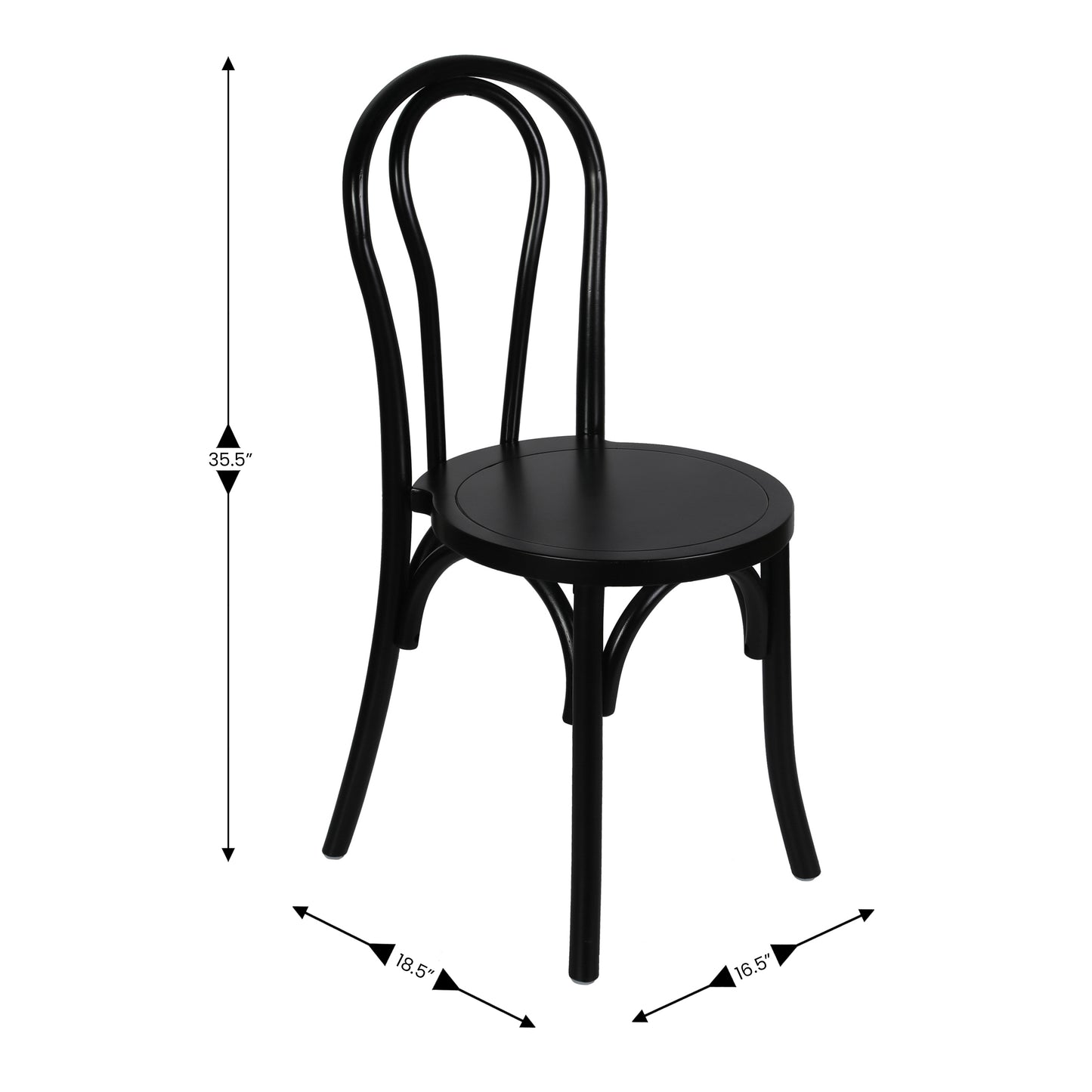 Betsy Commercial Grade Black Thonet Style Solid Wood Stackable Dining Chair Black
