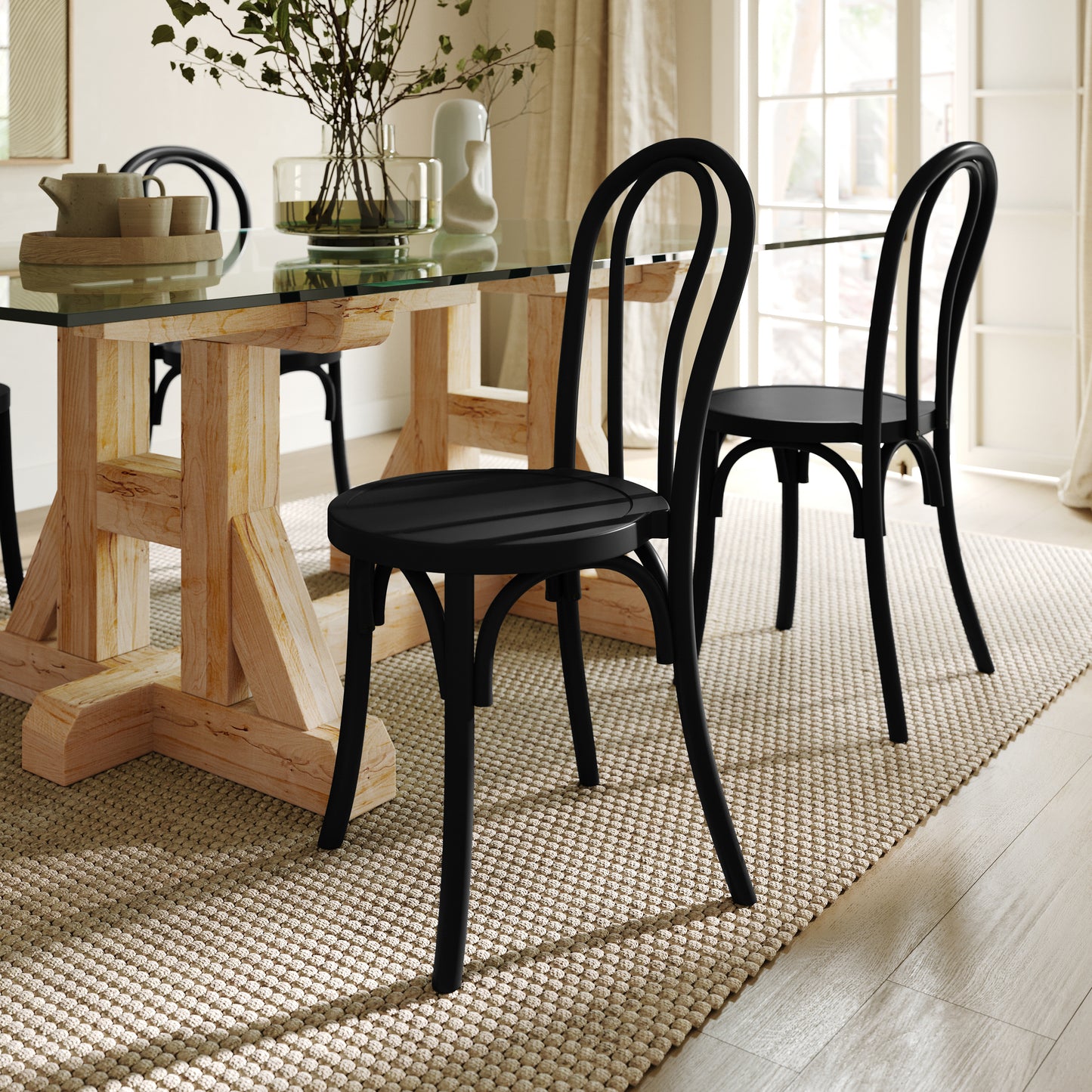 Betsy Commercial Grade Black Thonet Style Solid Wood Stackable Dining Chair Black