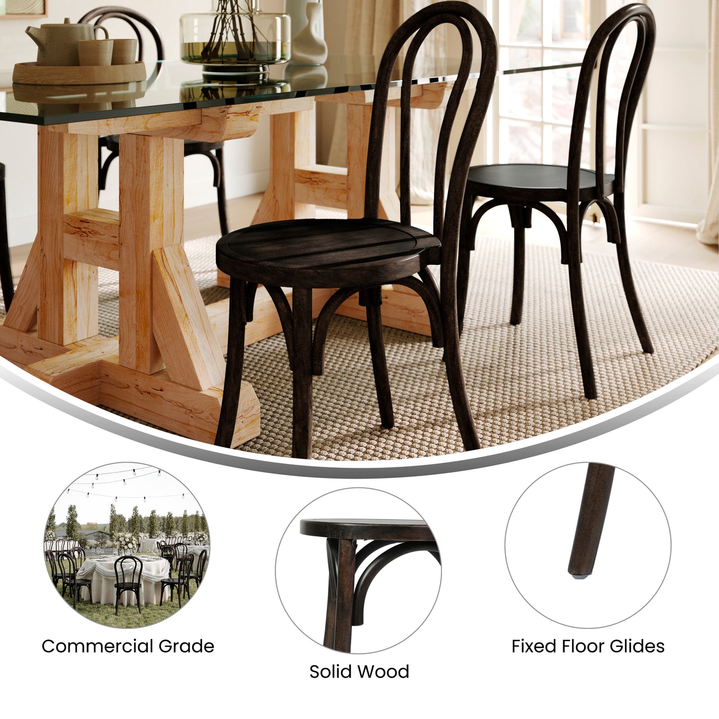 Betsy Commercial Grade Early American Thonet Style Solid Wood Stackable Dining Chair Early American Wood ZH-8003A-EAW-GG