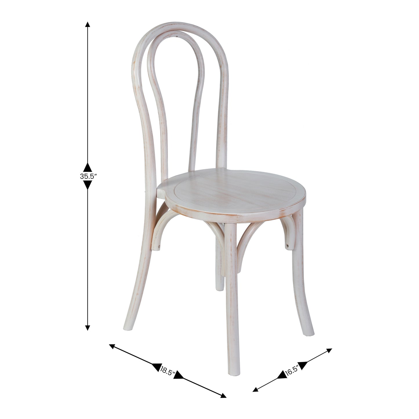 Betsy Commercial Grade White Wash Thonet Style Solid Wood Stackable Dining Chair White Wash