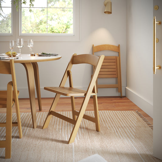 Holden Commercial Grade Oak Solid Wood Folding Dining Chair Oak