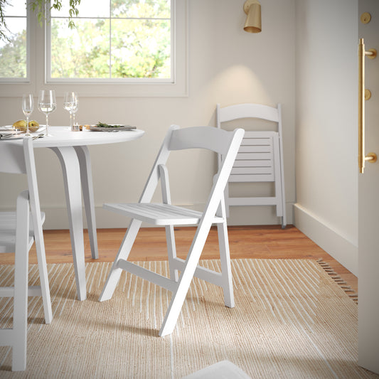 Holden Commercial Grade White Solid Wood Folding Dining Chair White