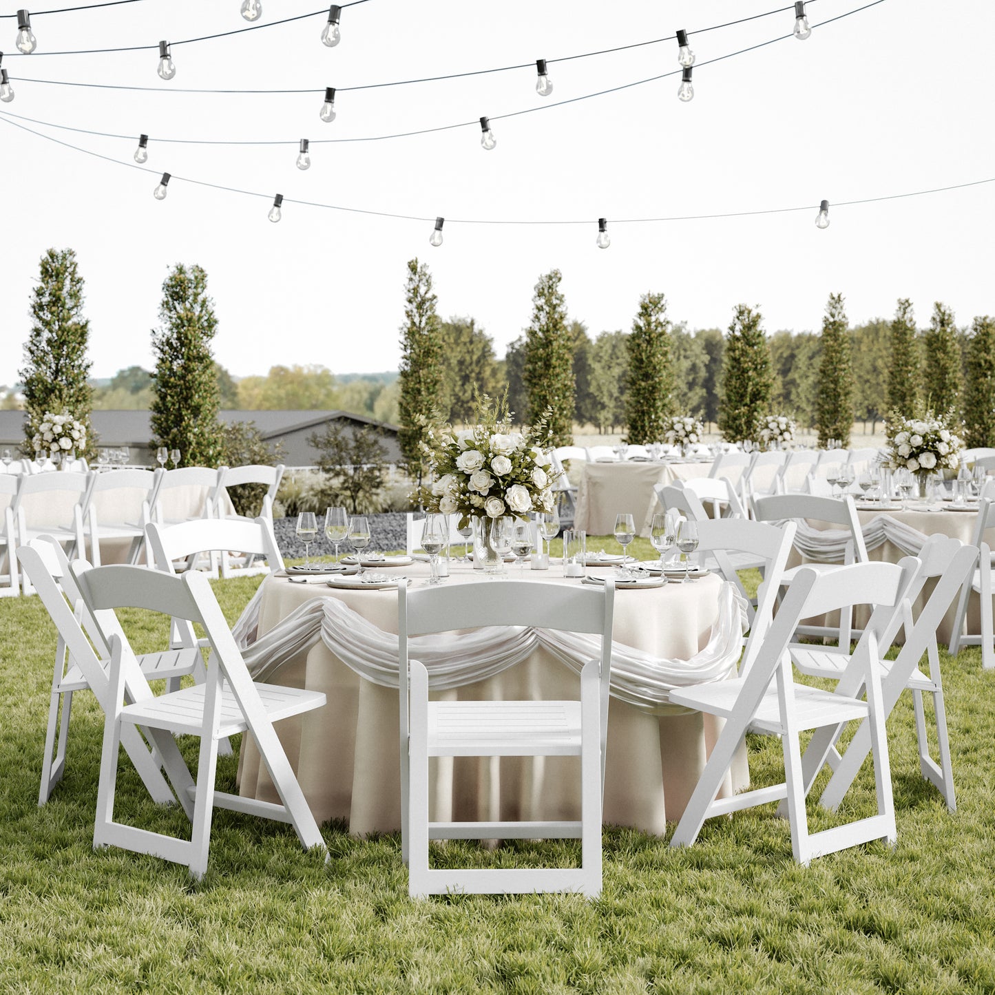 Holden Commercial Grade White Solid Wood Folding Dining Chair White