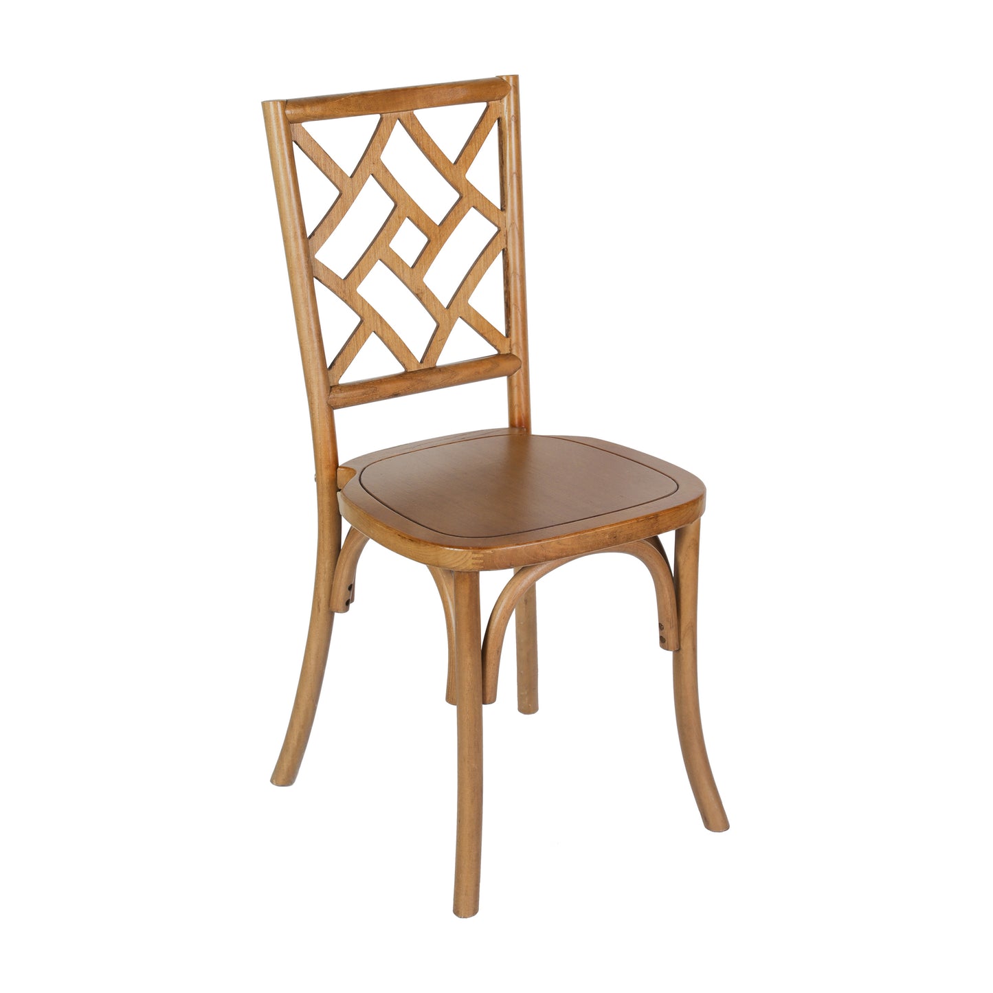 Brooklyn Commercial Grade Pecan Solid Wood Stackable Dining Chair with Intricate Back Detail Pecan