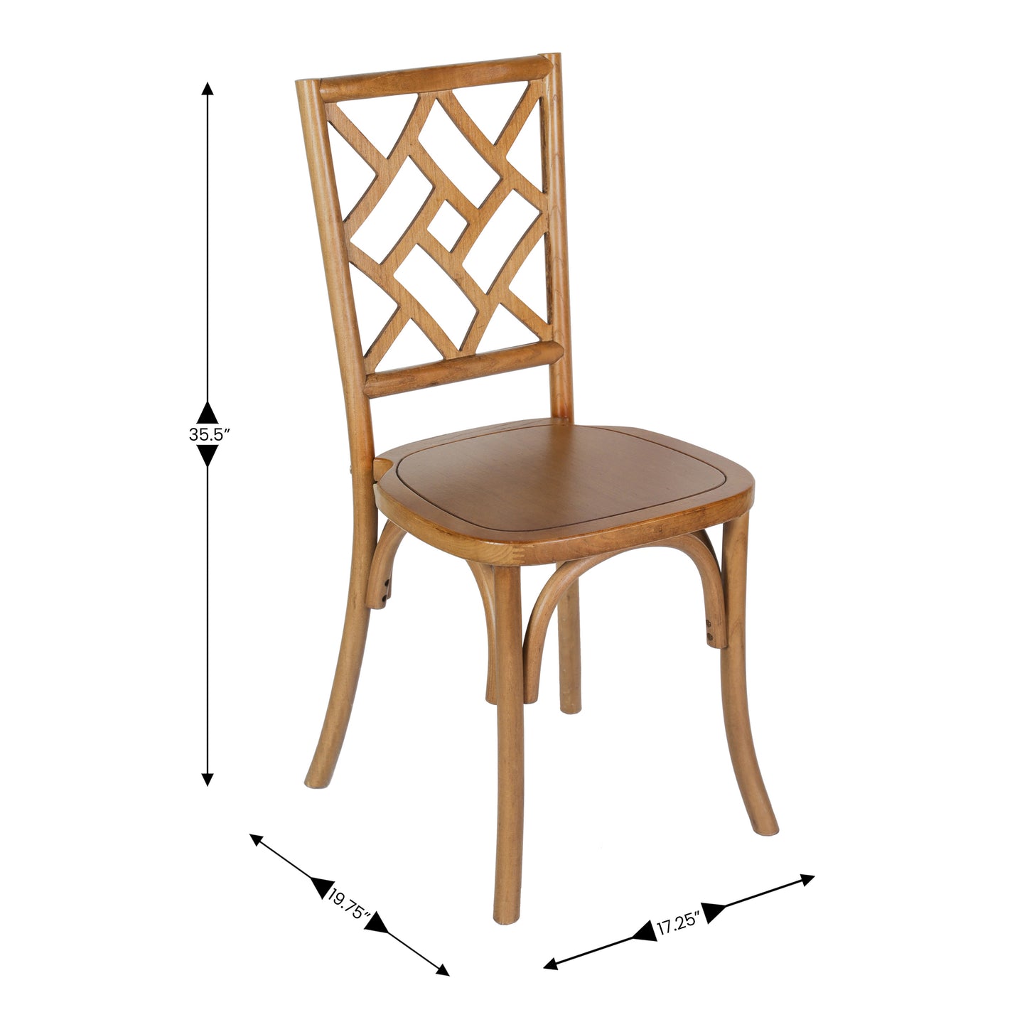 Brooklyn Commercial Grade Pecan Solid Wood Stackable Dining Chair with Intricate Back Detail Pecan