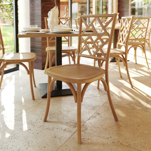 Brooklyn Commercial Grade Pecan Solid Wood Stackable Dining Chair with Intricate Back Detail Pecan ZH-8100-5-PEC-GG