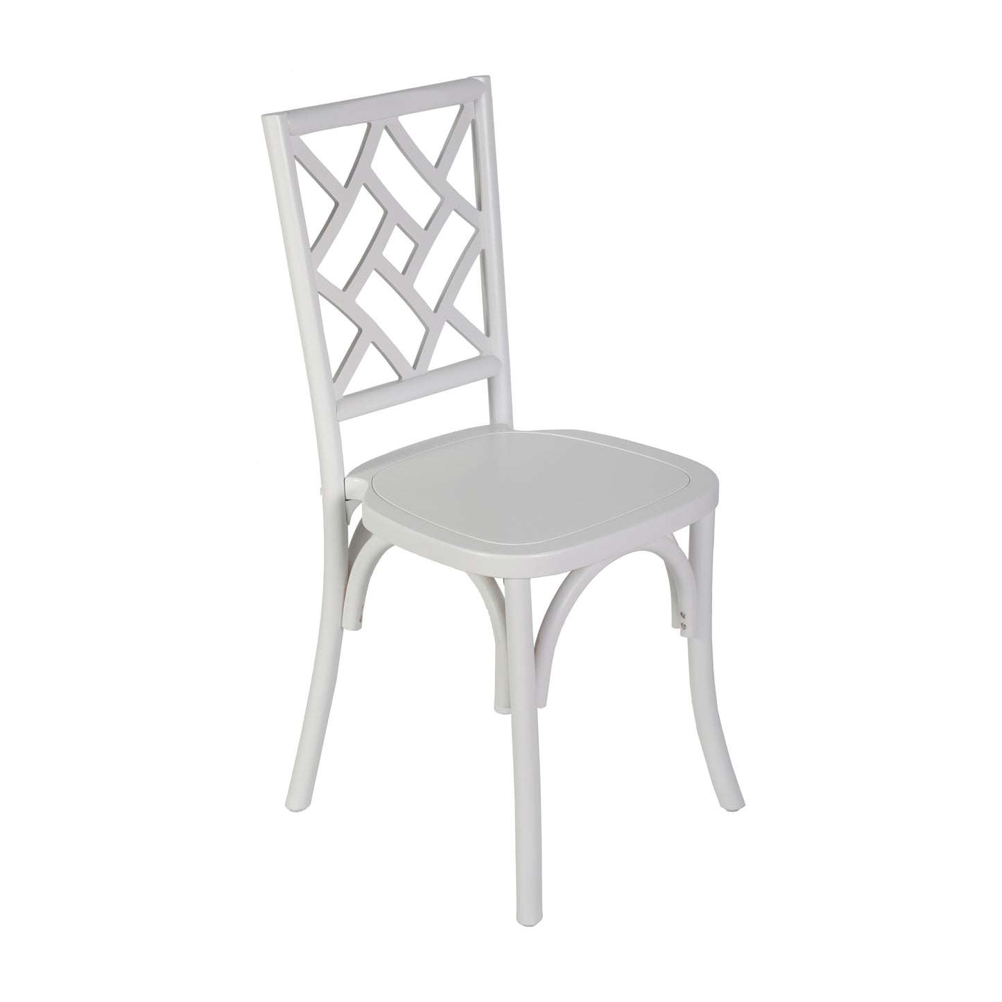 Brooklyn Commercial Grade White Solid Wood Stackable Dining Chair with Intricate Back Detail White