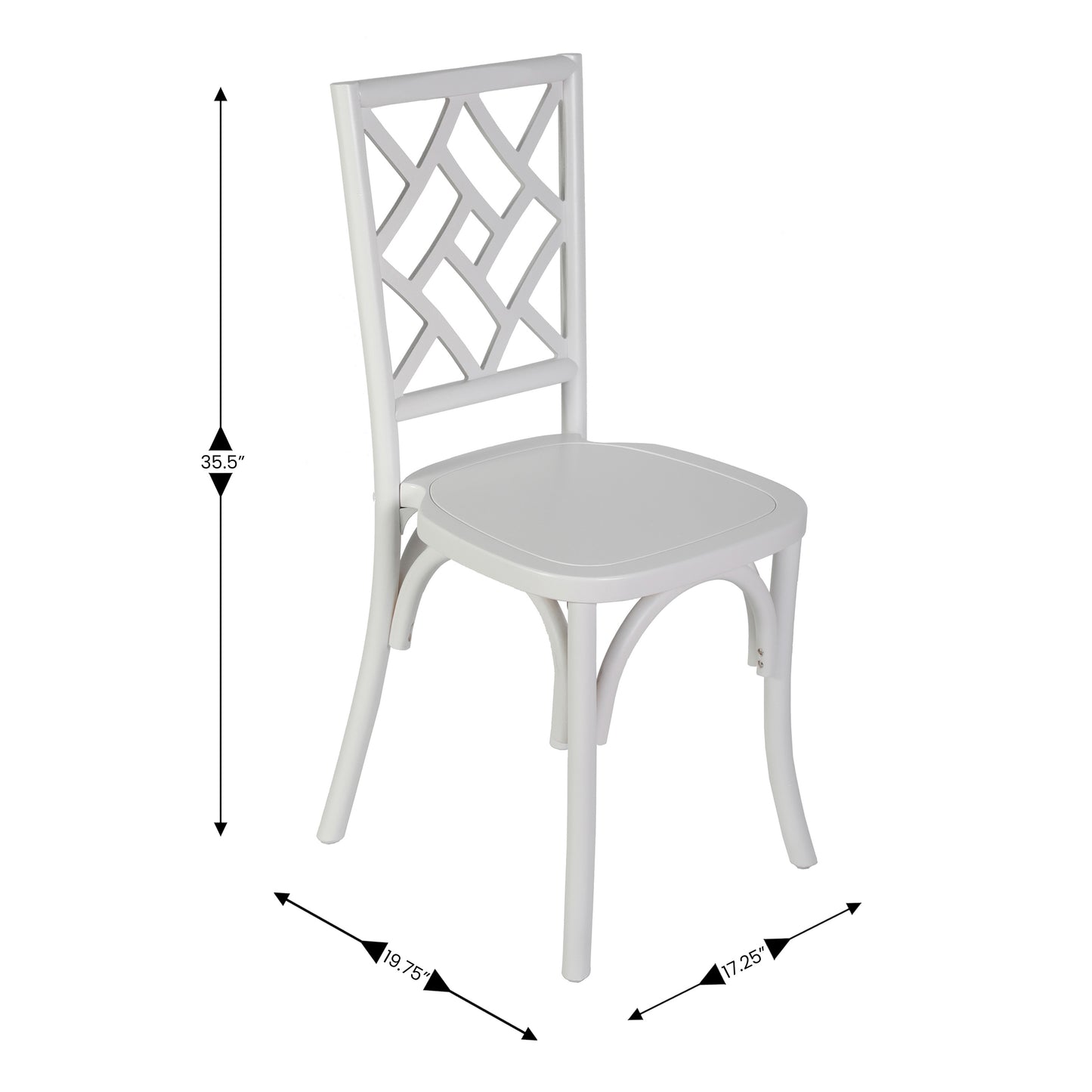 Brooklyn Commercial Grade White Solid Wood Stackable Dining Chair with Intricate Back Detail White