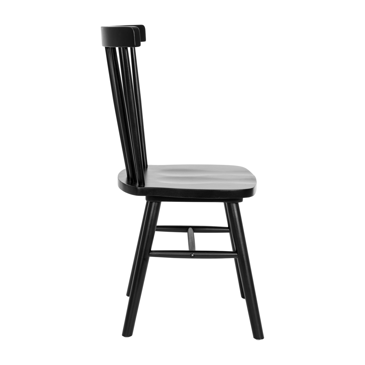 Ingrid Set of 2 Commercial Grade Windsor Dining Chairs, Solid Wood Armless Spindle Back Restaurant Dining Chairs in Black Black