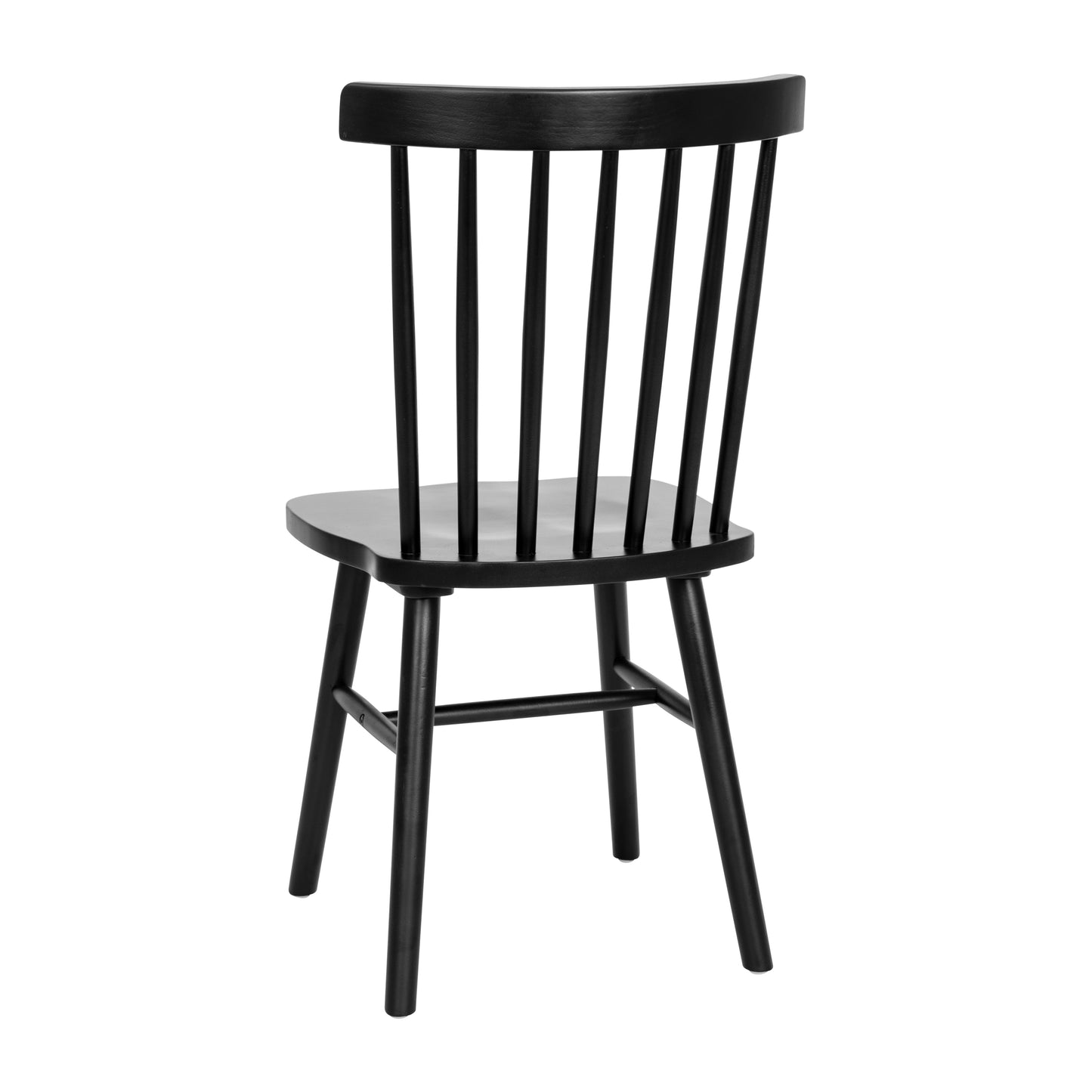 Ingrid Set of 2 Commercial Grade Windsor Dining Chairs, Solid Wood Armless Spindle Back Restaurant Dining Chairs in Black Black
