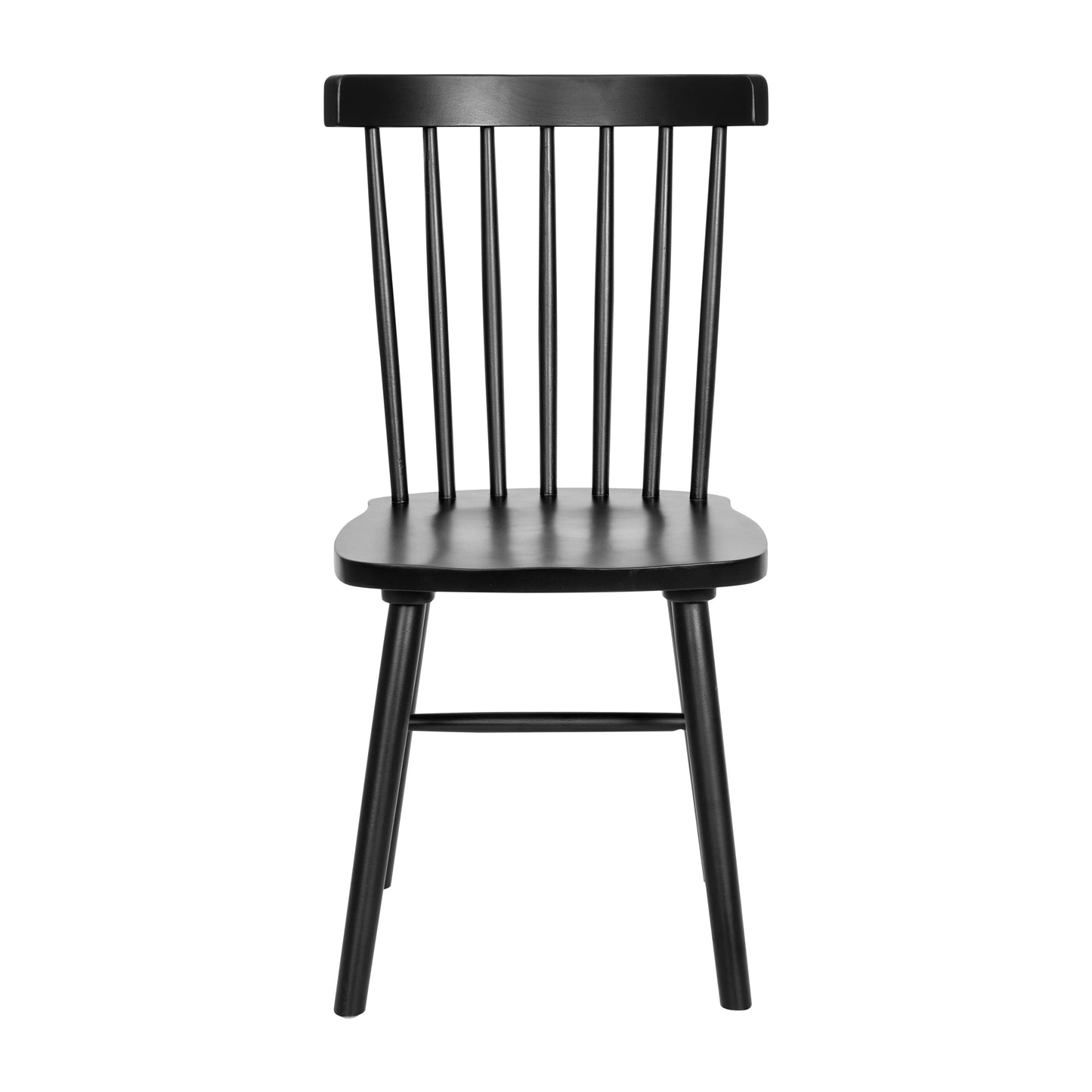 Ingrid Set of 2 Commercial Grade Windsor Dining Chairs, Solid Wood Armless Spindle Back Restaurant Dining Chairs in Black Black