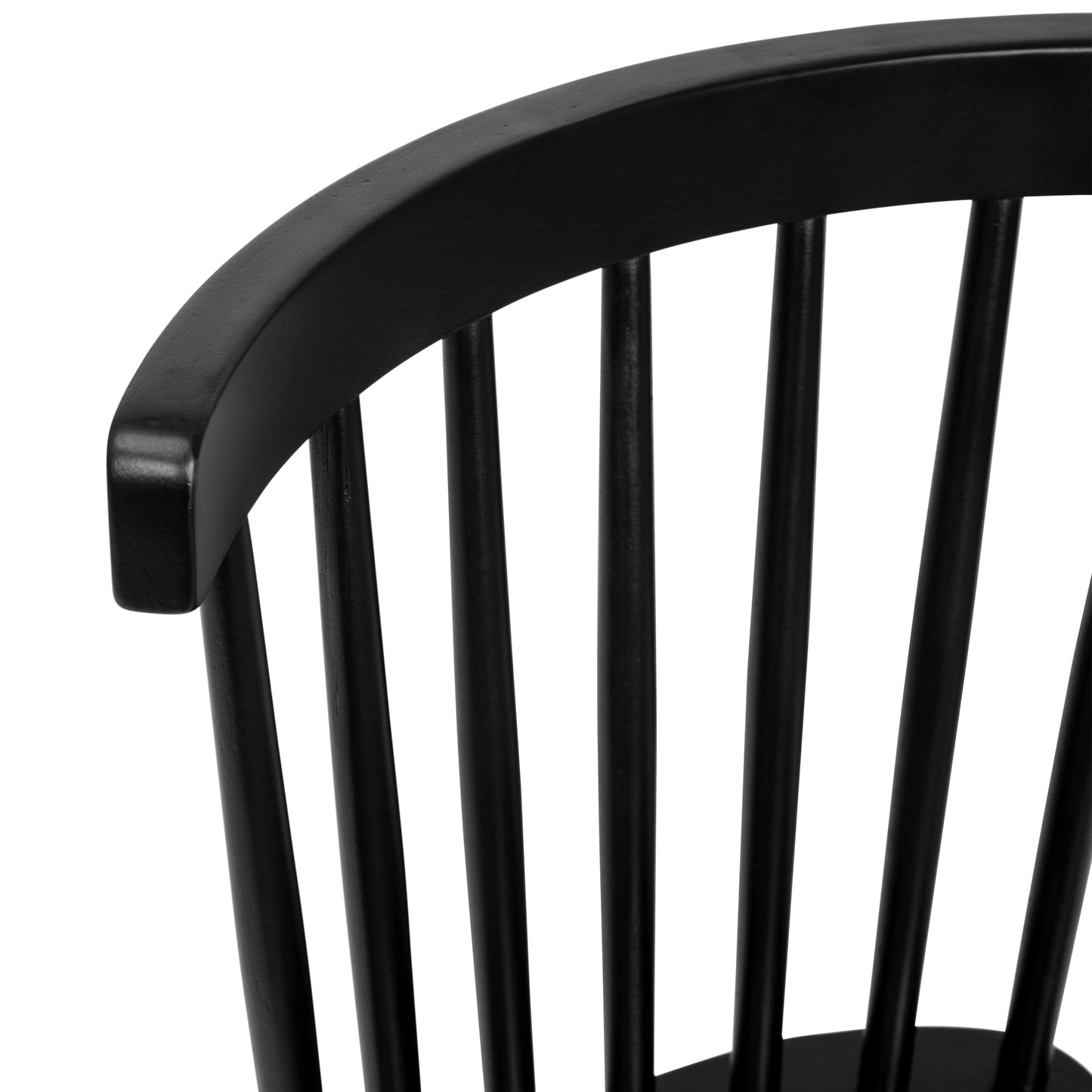 Ingrid Set of 2 Commercial Grade Windsor Dining Chairs, Solid Wood Armless Spindle Back Restaurant Dining Chairs in Black Black