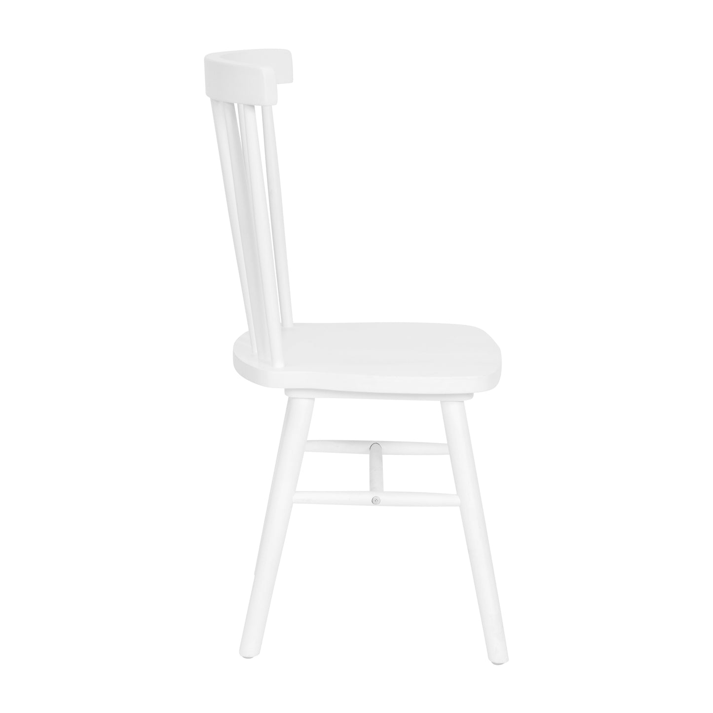 Ingrid Set of 2 Commercial Grade Windsor Dining Chairs, Solid Wood Armless Spindle Back Restaurant Dining Chairs in White White