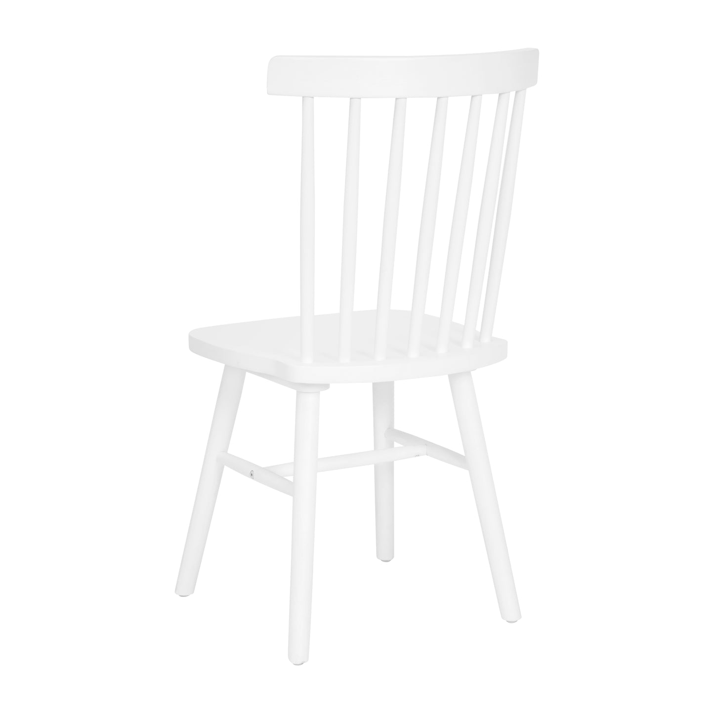 Ingrid Set of 2 Commercial Grade Windsor Dining Chairs, Solid Wood Armless Spindle Back Restaurant Dining Chairs in White White