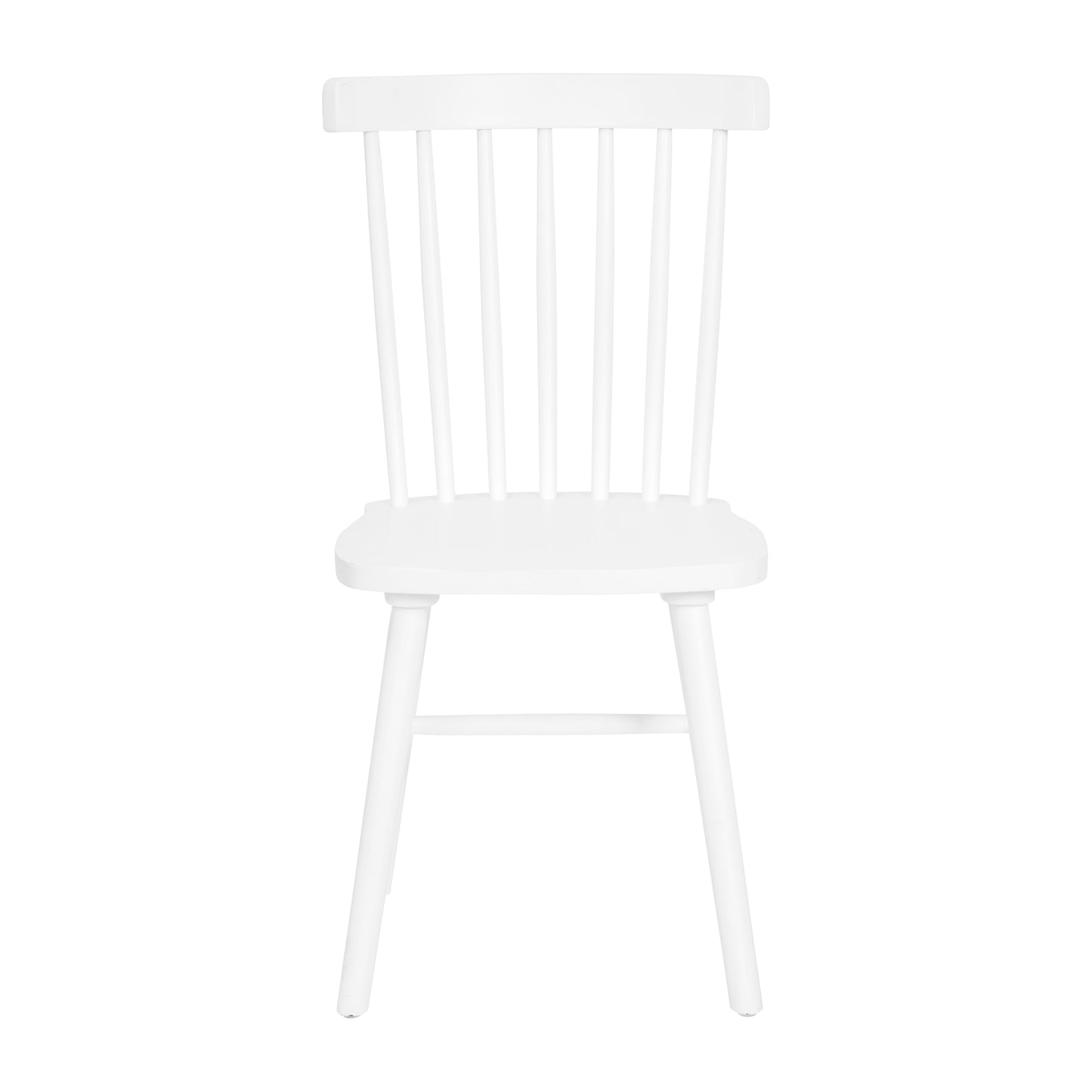 Ingrid Set of 2 Commercial Grade Windsor Dining Chairs, Solid Wood Armless Spindle Back Restaurant Dining Chairs in White White