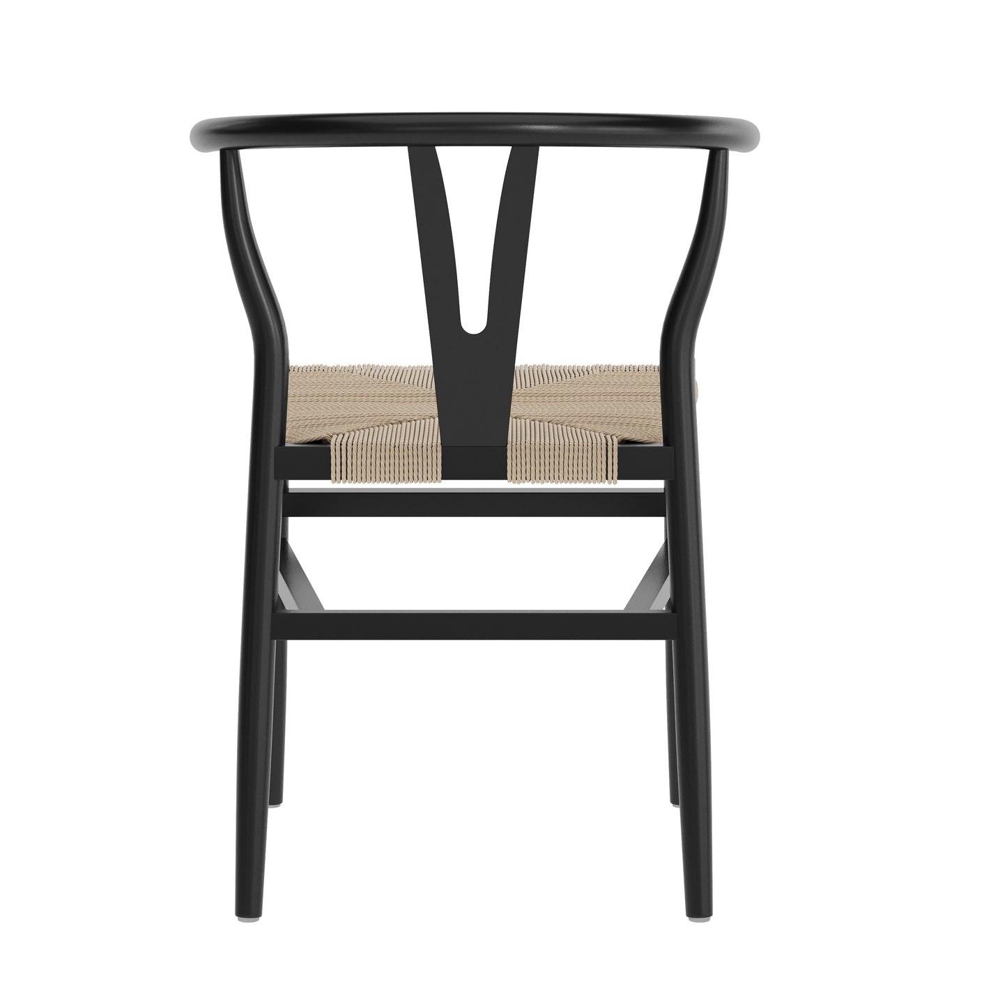 Logan Commercial Grade Y-Back Style Wood and Kraft Paper Stackable Dining Chair with Black/Natural Finish Black Frame/Natural Seat