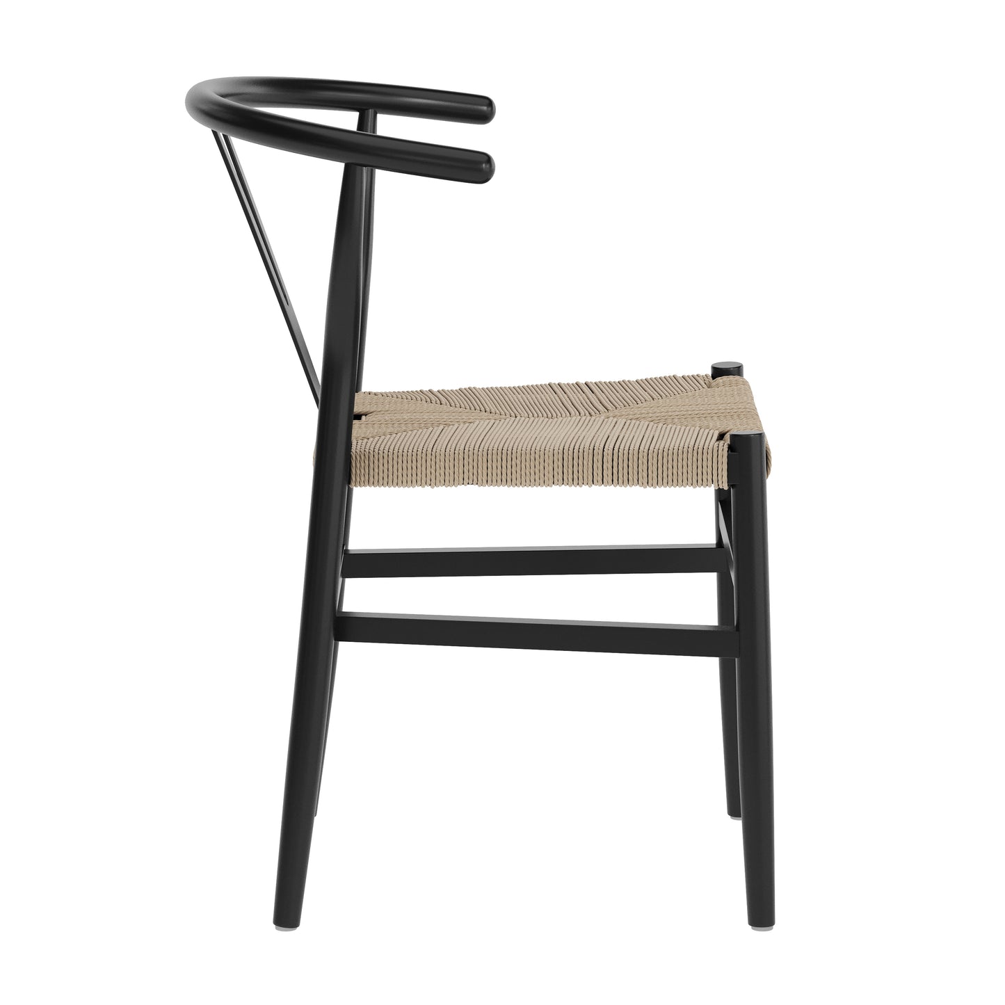 Logan Commercial Grade Y-Back Style Wood and Kraft Paper Stackable Dining Chair with Black/Natural Finish Black Frame/Natural Seat