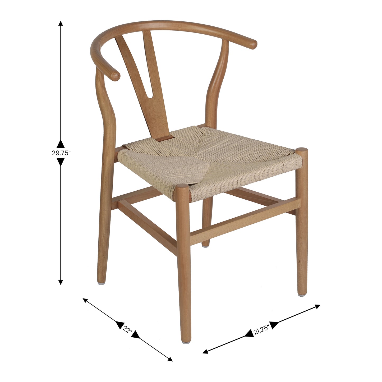 Logan Commercial Grade Y-Back Style Wood and Kraft Paper Stackable Dining Chair with Oak/Natural Finish Oak Frame/Natural Seat ZH-8101YS-OAK-NAT-GG