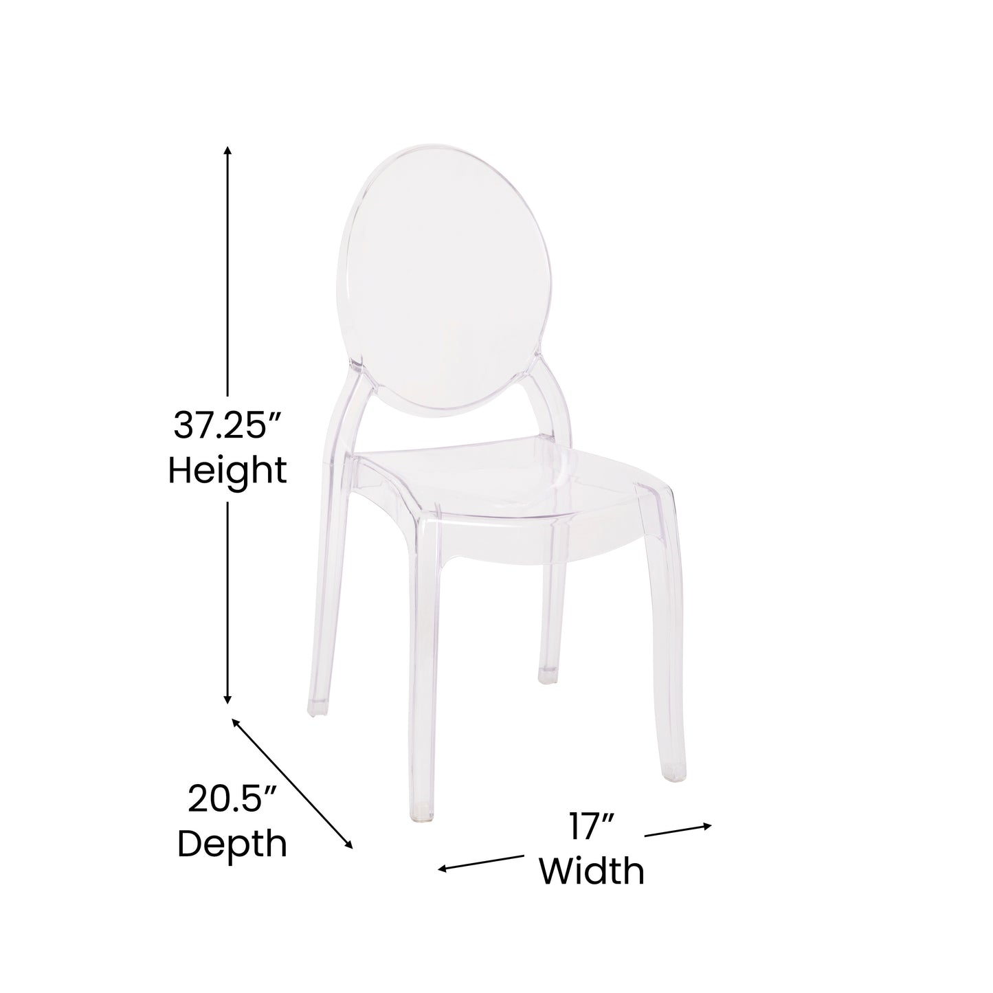 Revna Set of 4 Transparent Crystal Extra Wide Resin 400 LB. Weight Capacity Banquet & Event Ghost Chairs-Indoor/Outdoor Use