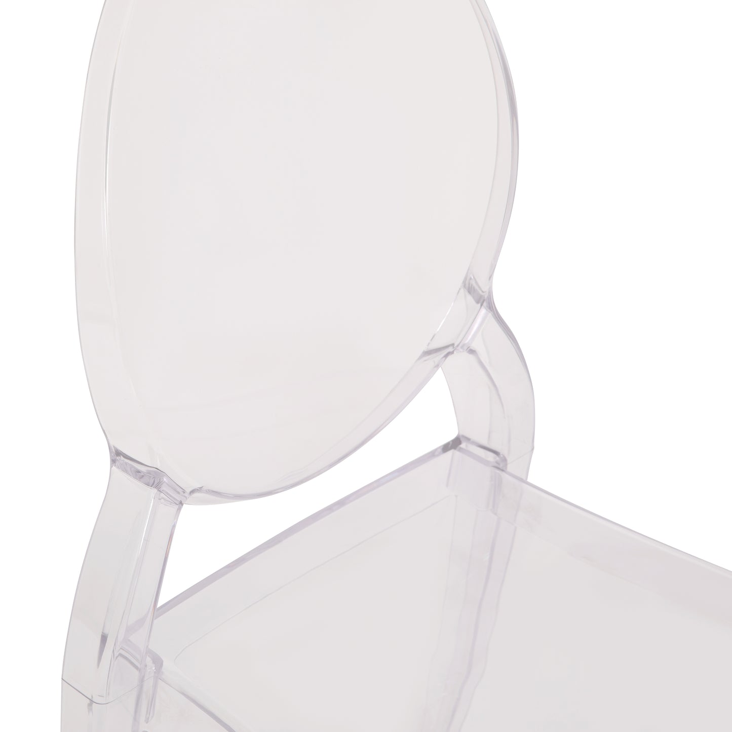 Revna Set of 4 Transparent Crystal Extra Wide Resin 400 LB. Weight Capacity Banquet & Event Ghost Chairs-Indoor/Outdoor Use
