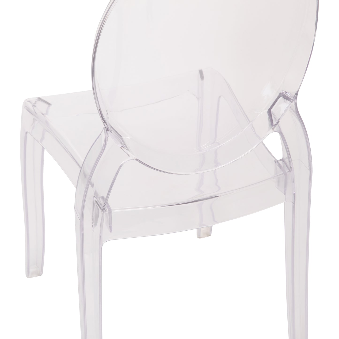 Revna Set of 4 Transparent Crystal Extra Wide Resin 400 LB. Weight Capacity Banquet & Event Ghost Chairs-Indoor/Outdoor Use