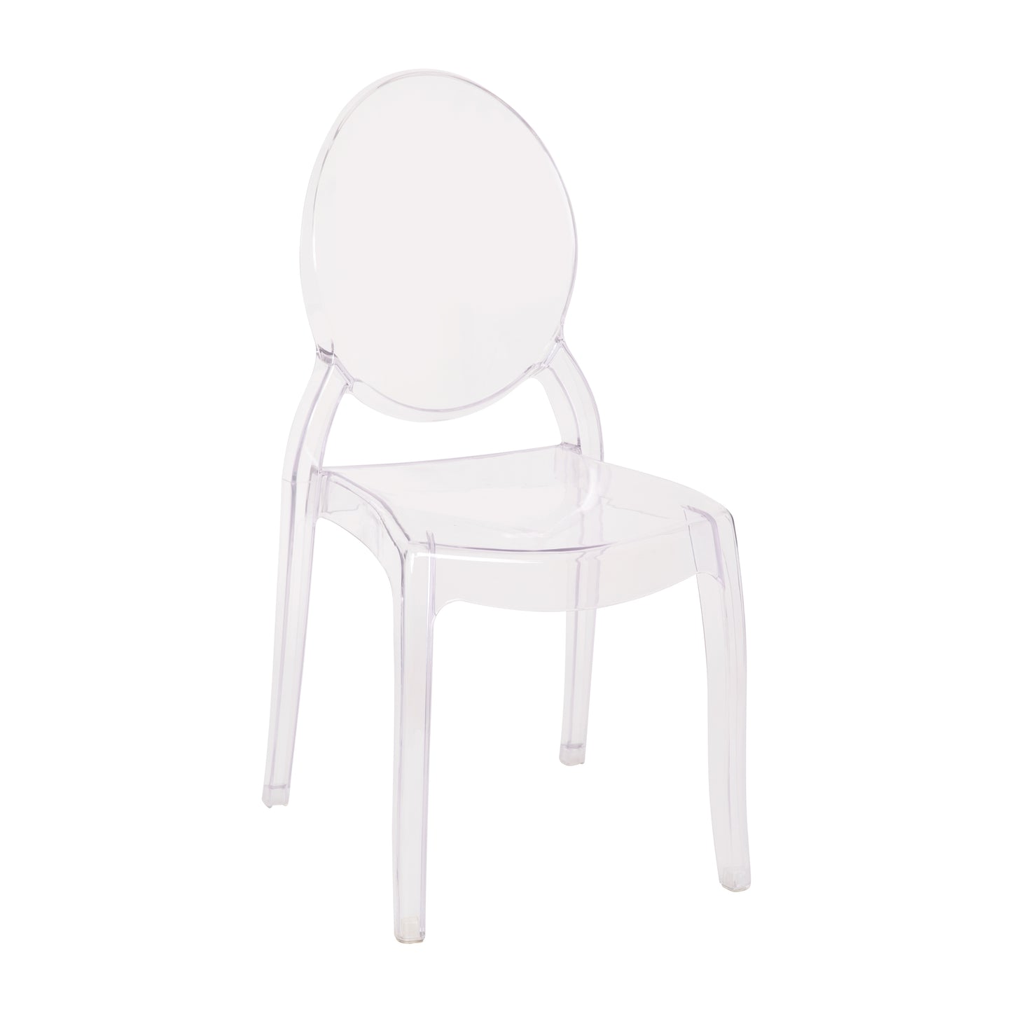 Revna Set of 4 Transparent Crystal Extra Wide Resin 400 LB. Weight Capacity Banquet & Event Ghost Chairs-Indoor/Outdoor Use