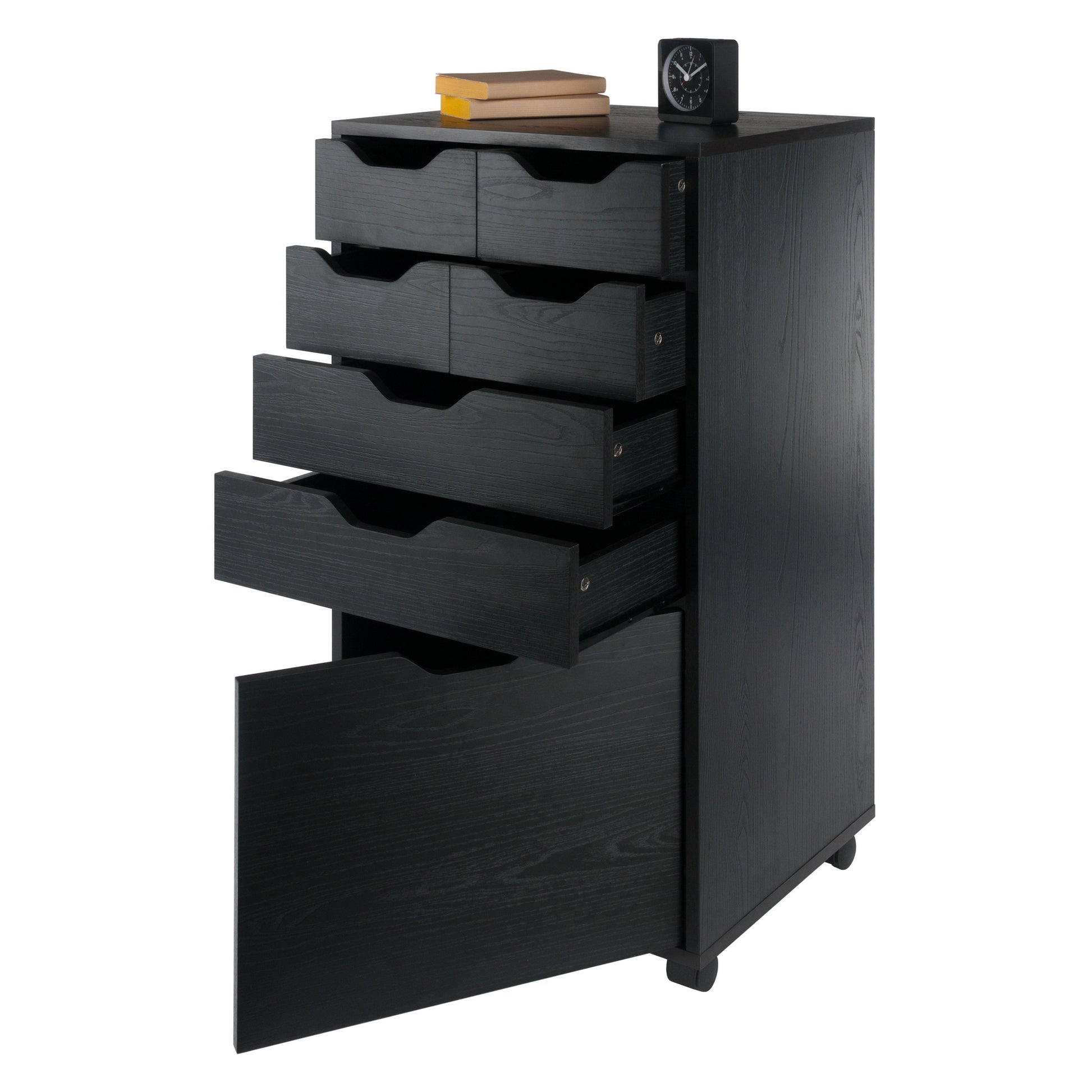 Halifax Bins & Drawers Multi-Storage Tall Mobile Cabinet, Black