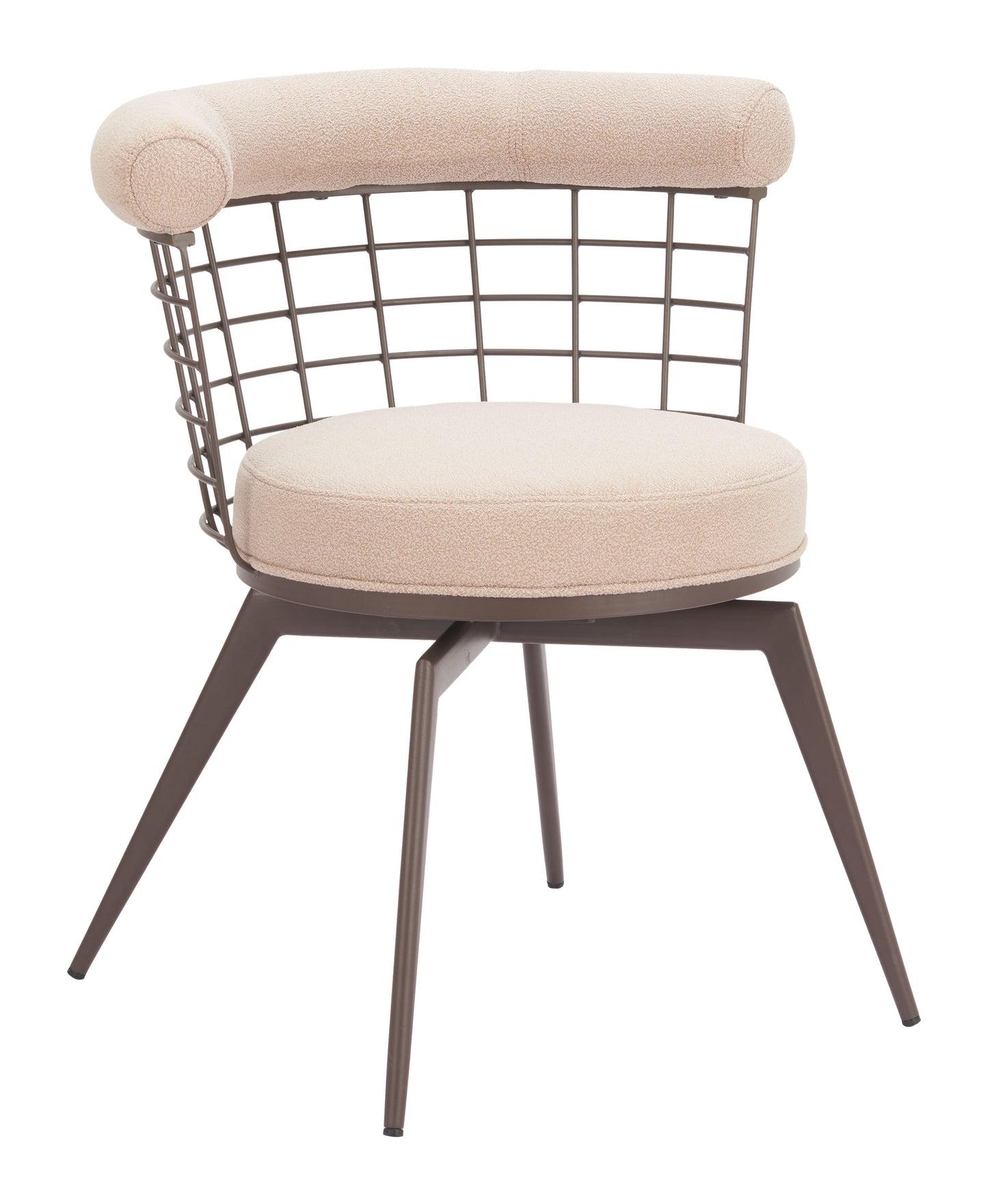 Saku Swivel Dining Chair Beige & Brown - 6