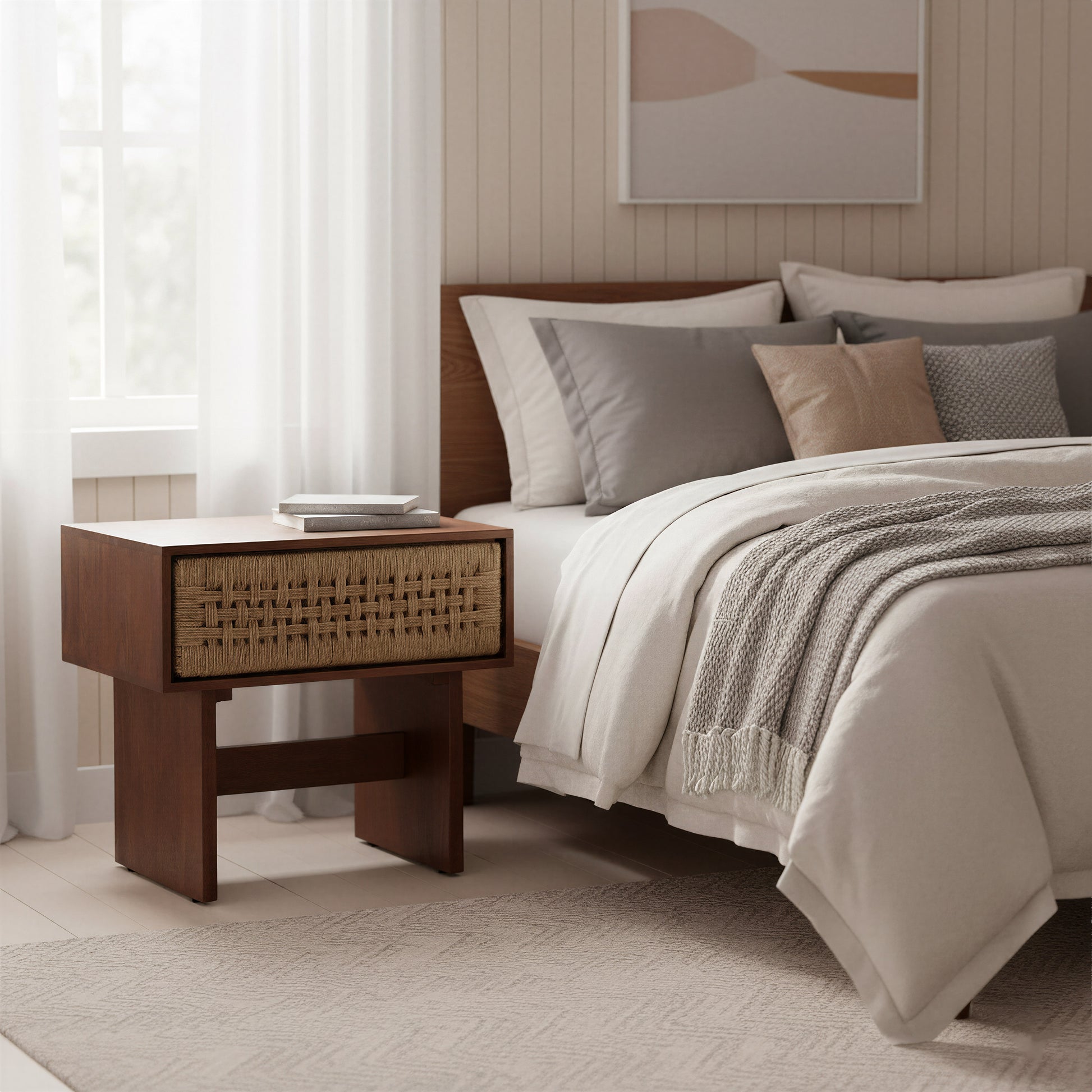 Amaria Nightstand Natural & Walnut - 10