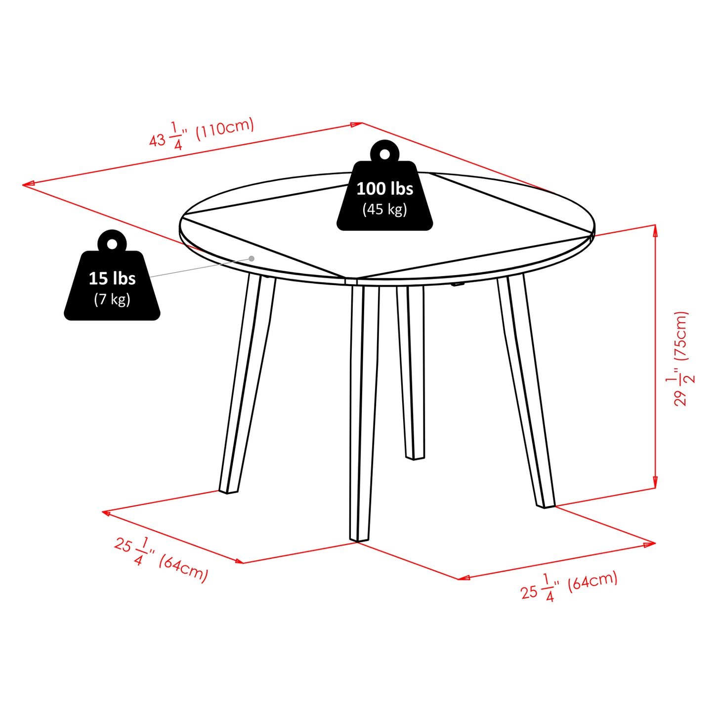 Dawson Round Dining Table, Quad Drop Leaf, Walnut