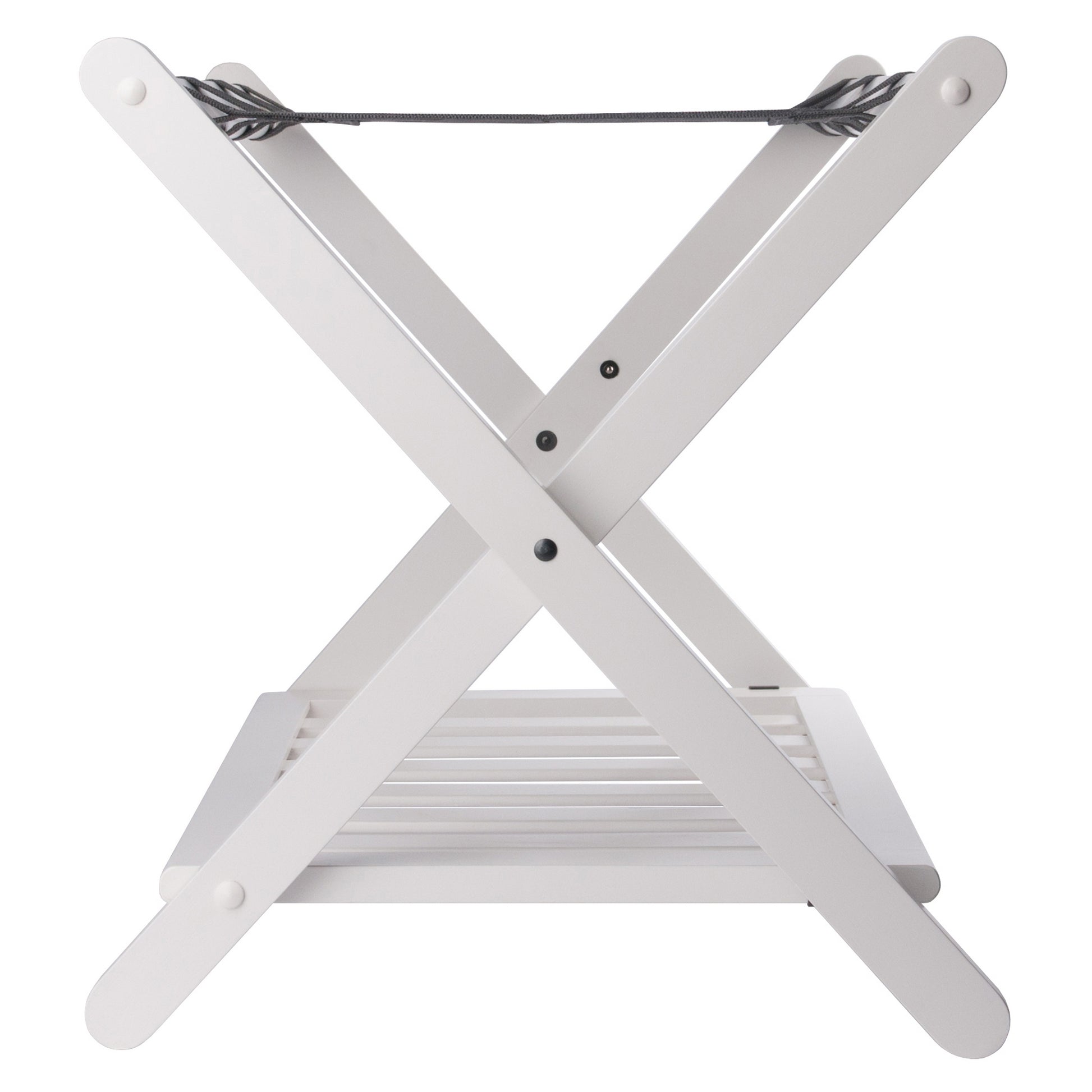 Reese Luggage Rack with Shelf, White