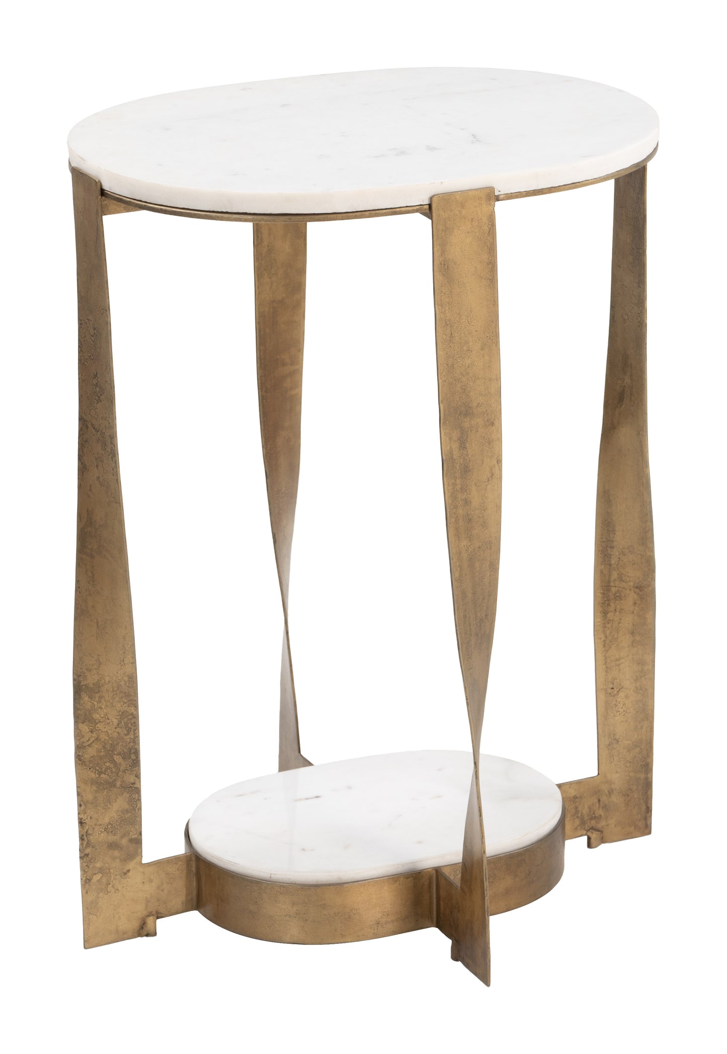 Orion Accent Table White & Brass - 4