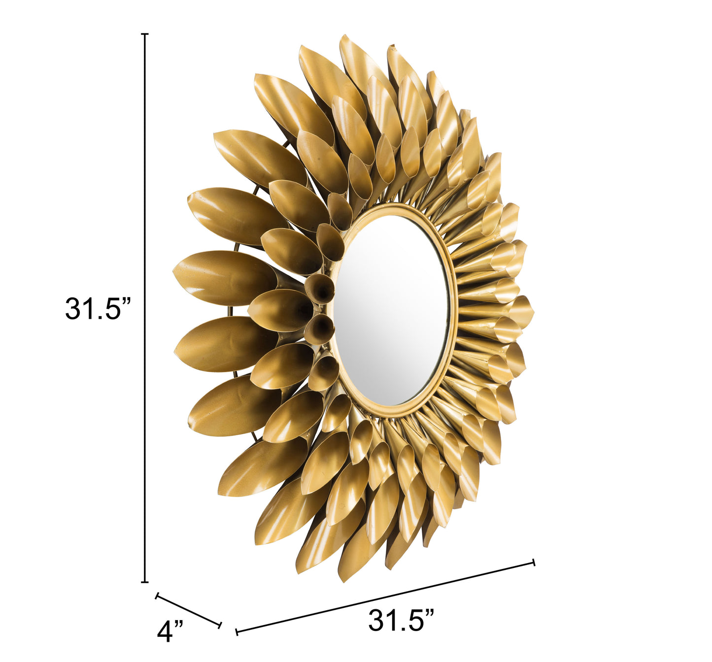 Sunflower Round Mirror Gold