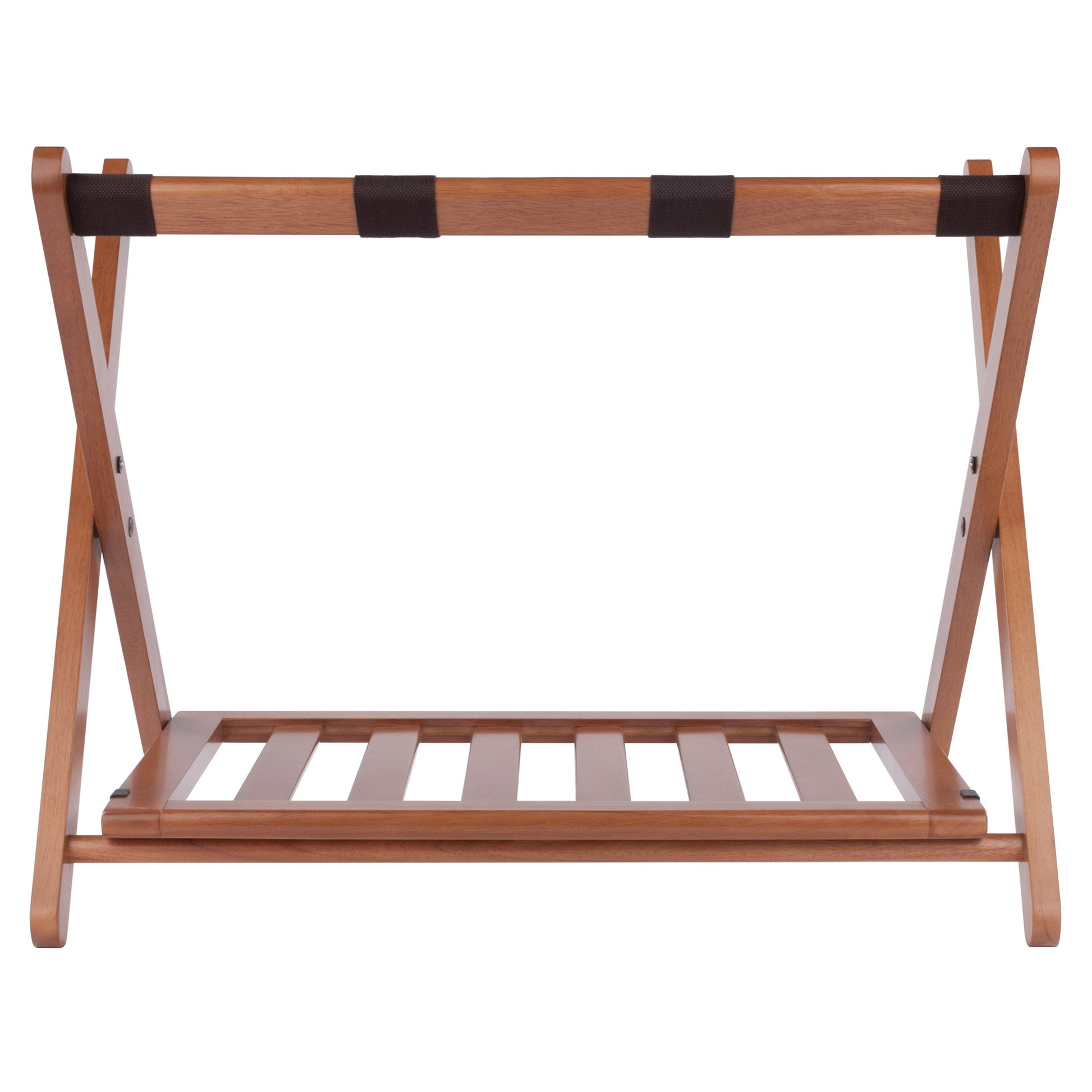 Reese Luggage Rack with Shelf, Teak