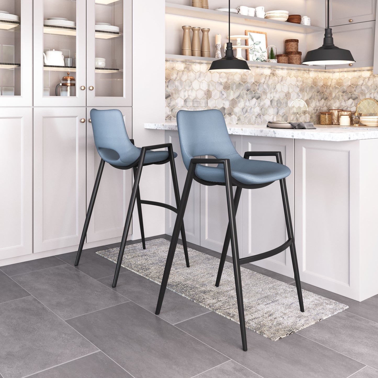 Desi Barstool (Set of 2) Blue