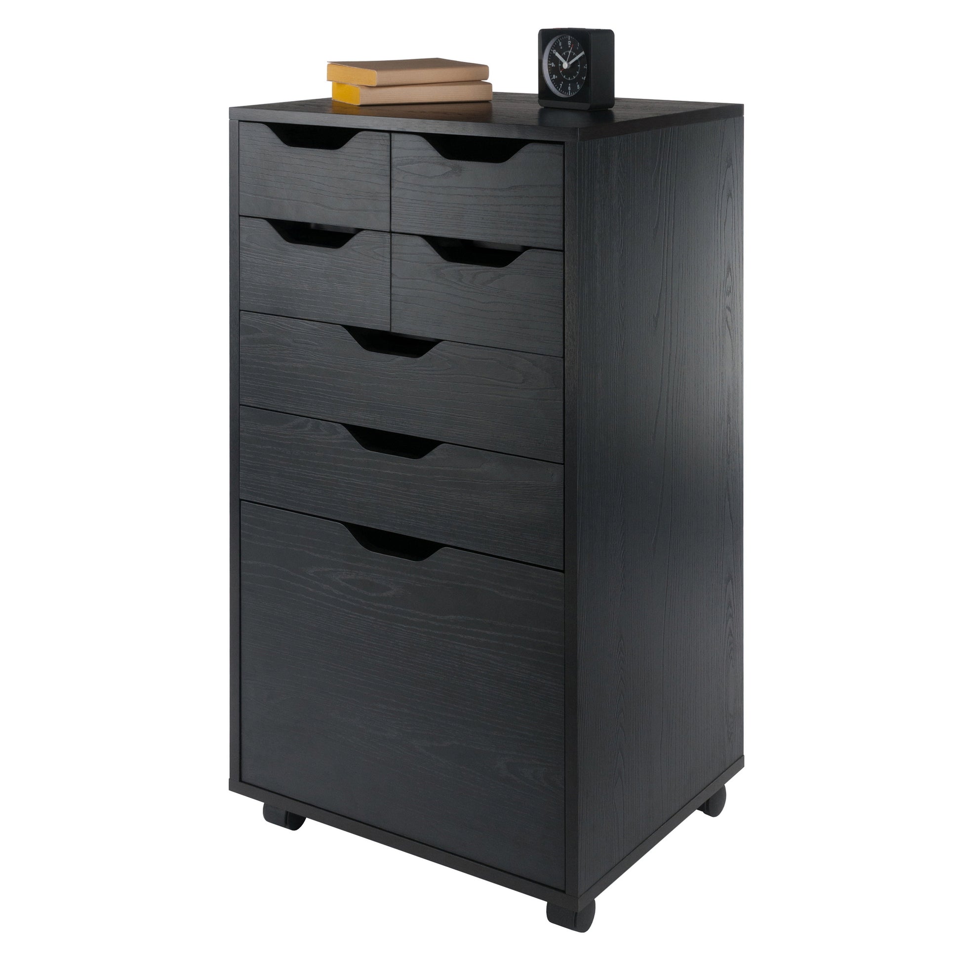 Halifax Bins & Drawers Multi-Storage Tall Mobile Cabinet, Black