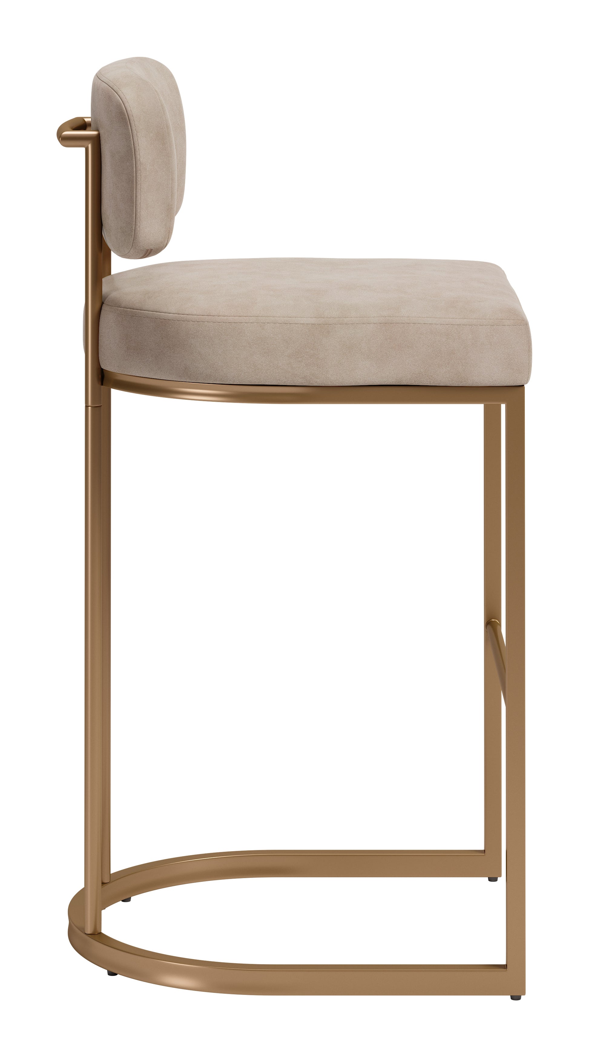 Velar Barstool (Set of 2) Beige & Bronze - 2