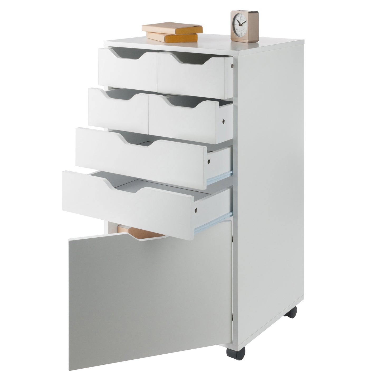 Halifax Bins & Drawers Multi-Storage Tall Mobile Cabinet, White