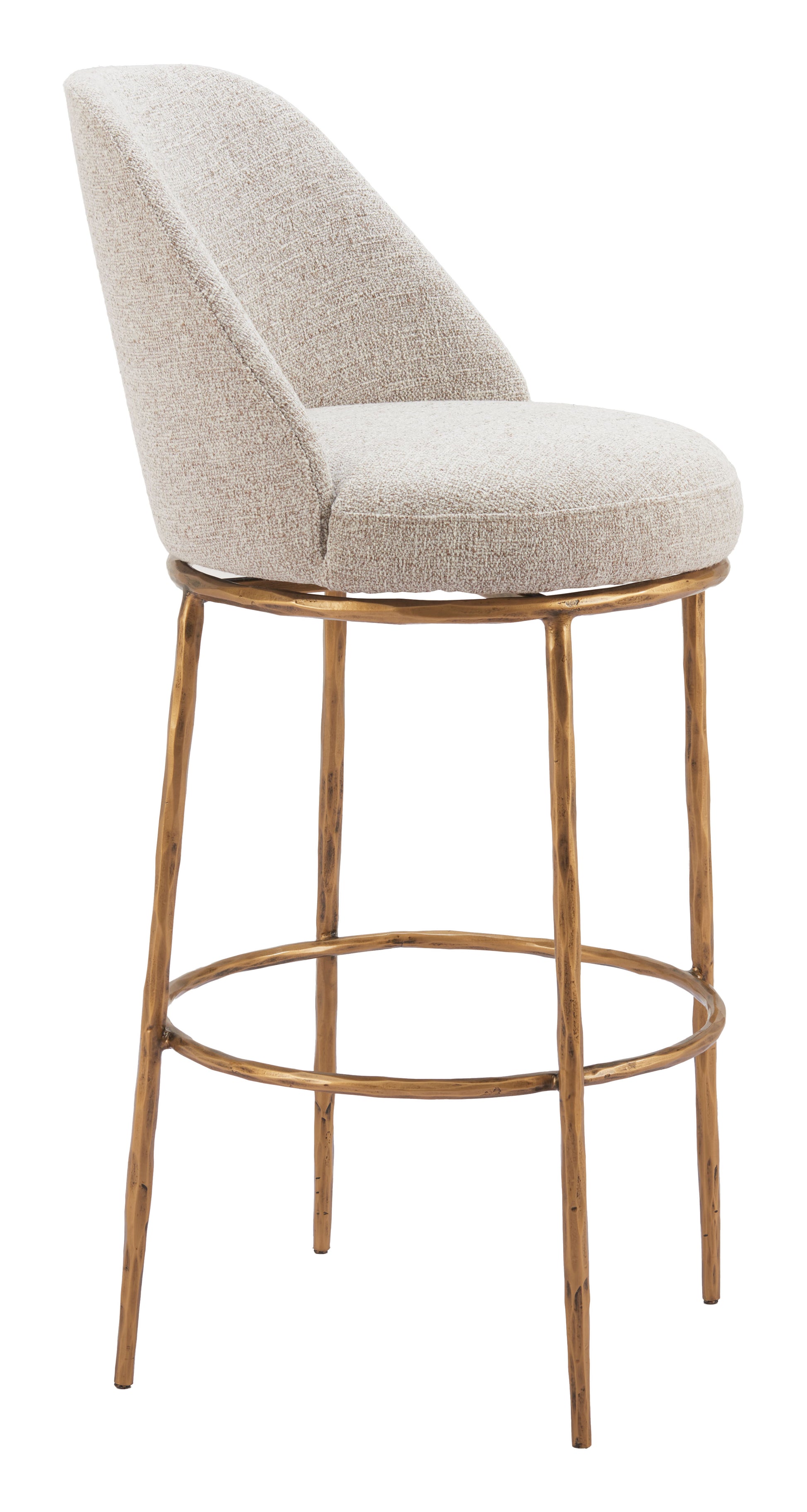 Nordhavn Swivel Barstool Beige & Gold - 6