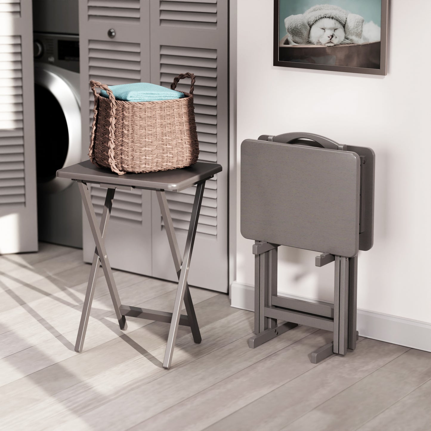 Alex 5-Pc Snack Table Set, Oyster Gray