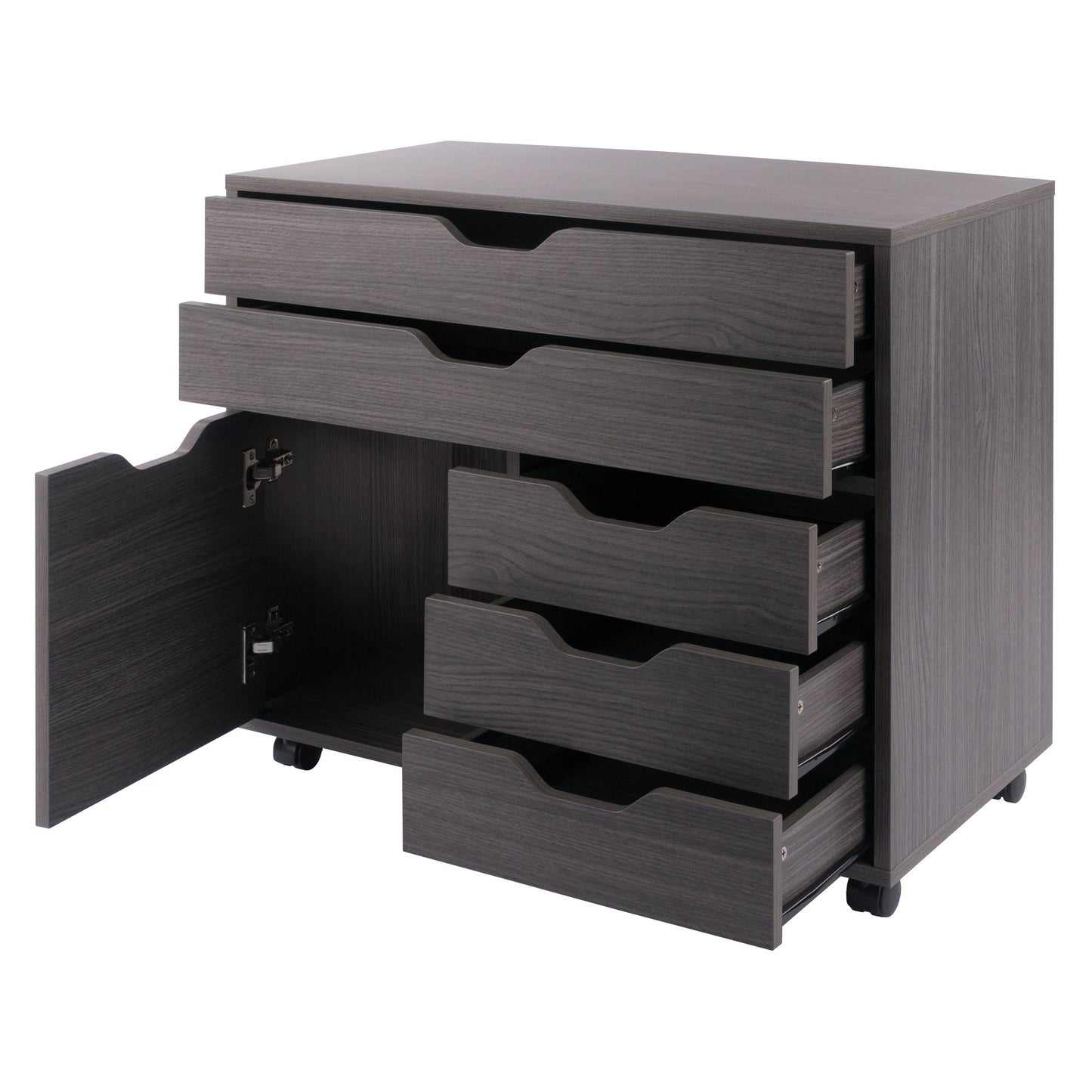 Halifax 3-Section Multi-Storage Mobile Cabinet, Charcoal