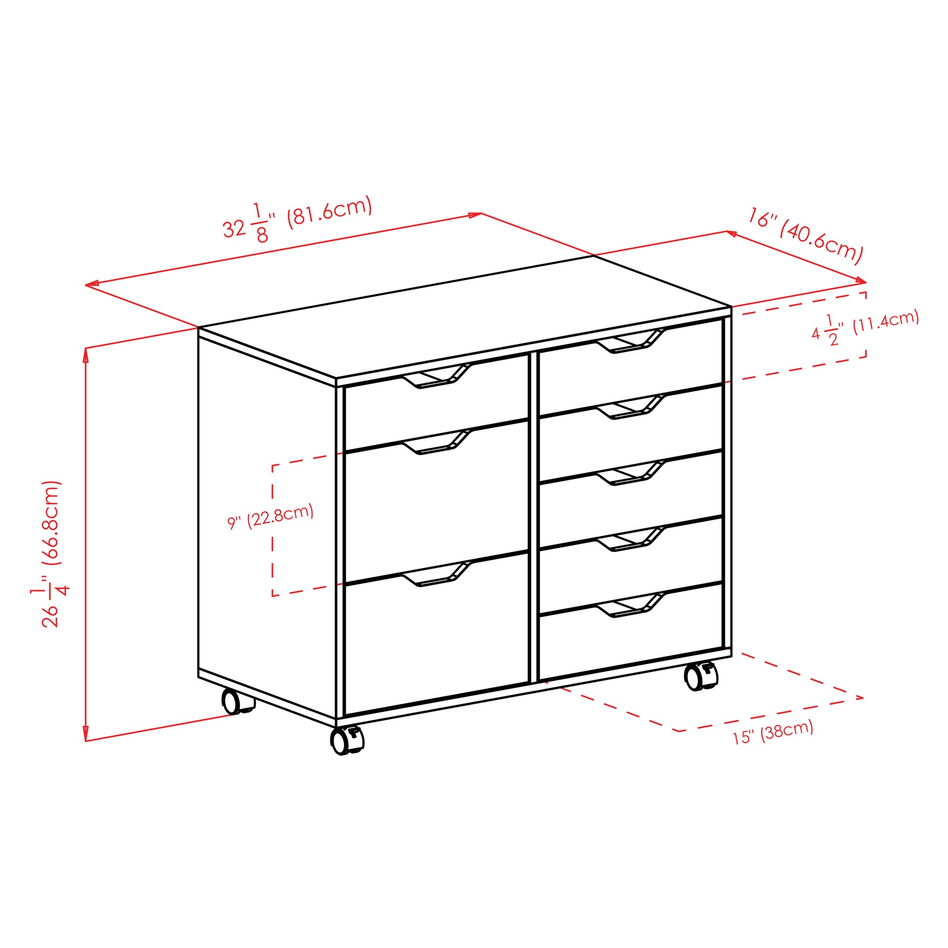Halifax 6-Drawer Multi-Storage Mobile Cabinet, Black