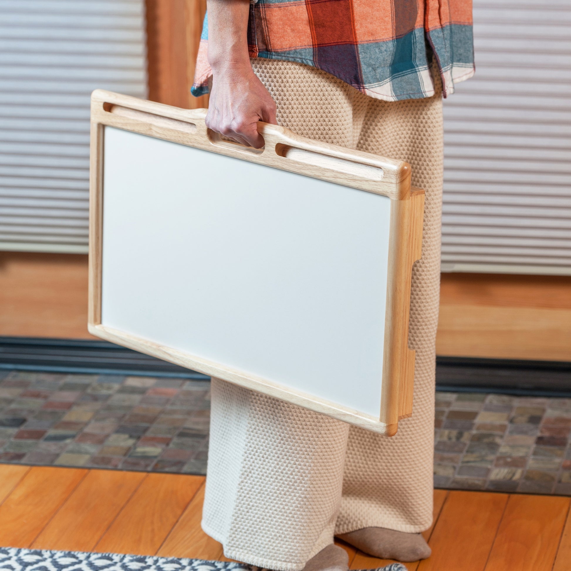 Arlo Breakfast Tray with Flip Top, Natural and White