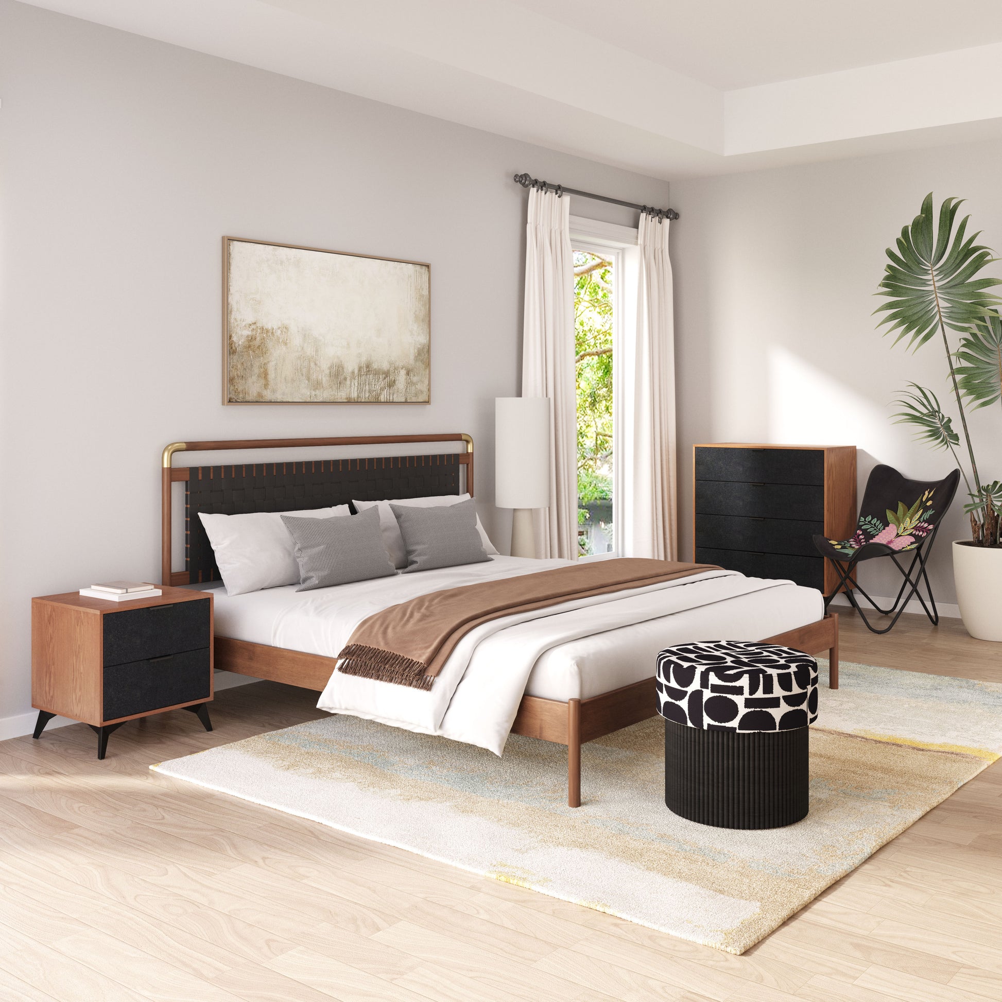 Zarif Nightstand Black & Walnut - 11