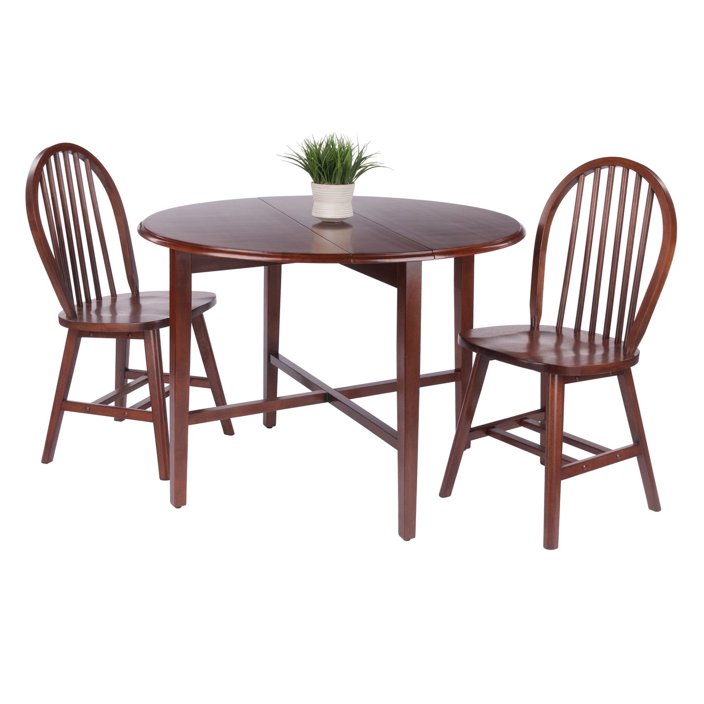 Hannah 3-Pc Drop Leaf Table with Windsor Chairs, Walnut
