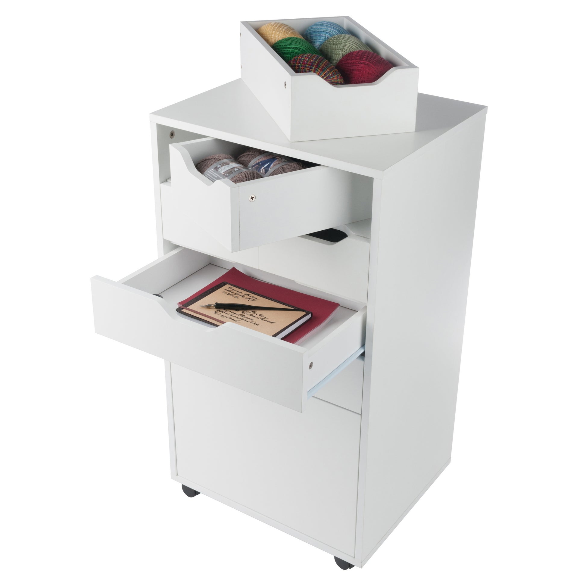 Halifax Bins & Drawers Multi-Storage Tall Mobile Cabinet, White