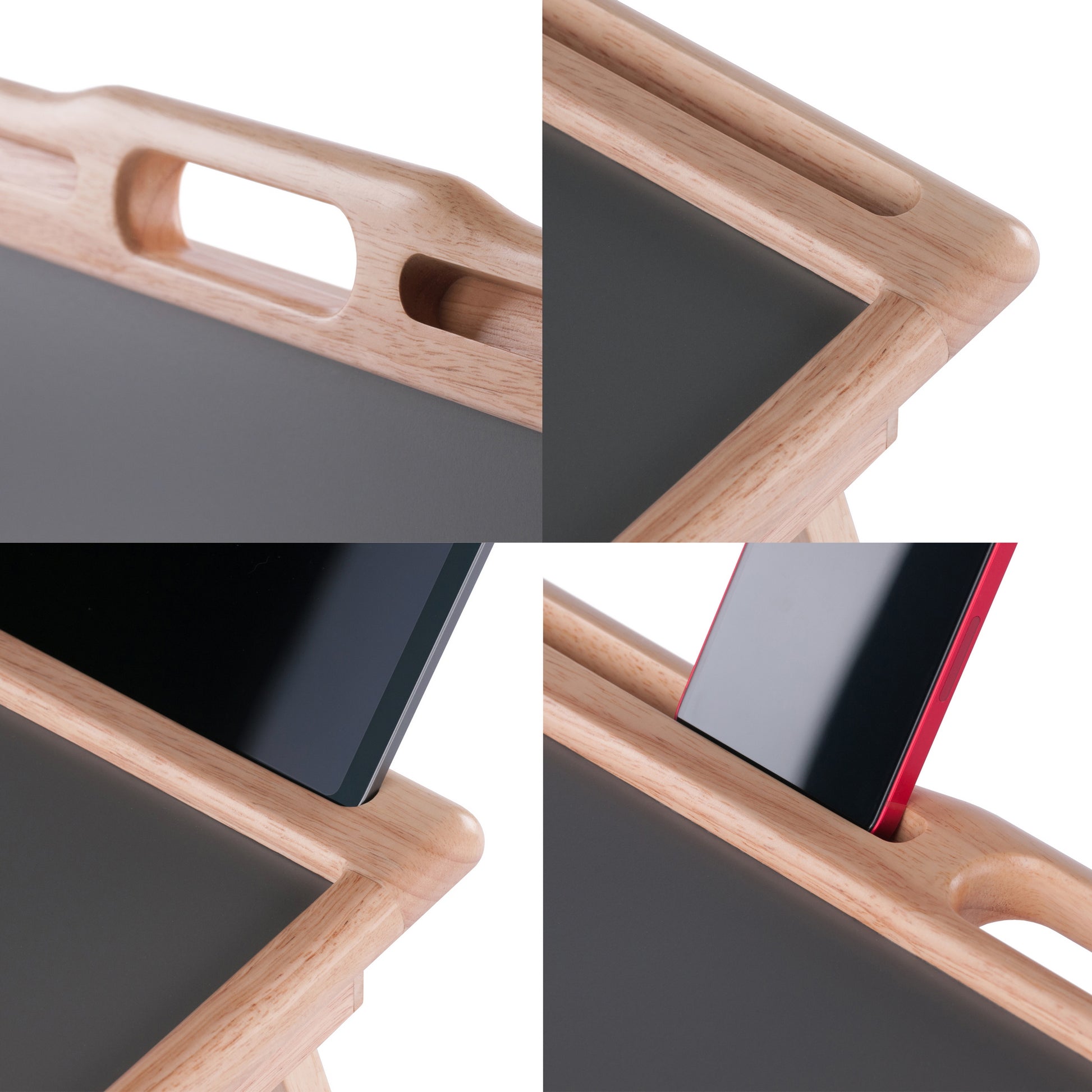Arlo Breakfast Tray with Flip Top, Gray and Natural